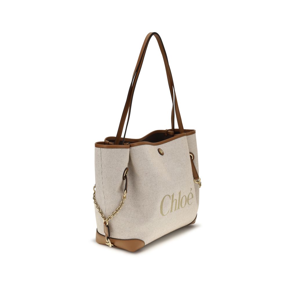 Chloé Beige Cotton Shoulder Bag - Artisanal Luxury Elegance