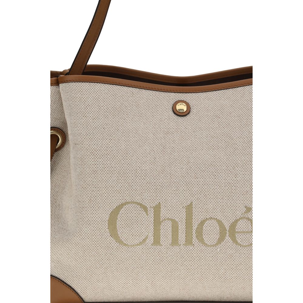 Chloé Beige Cotton Shoulder Bag – Artisanal Luxury Elegance