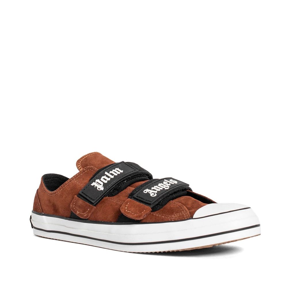 Elevate your style with Palm Angels Brown Calfskin Low Top Sneakers, where luxurious craftsmanship meets timeless design, perfect for the discerning connoisseur.