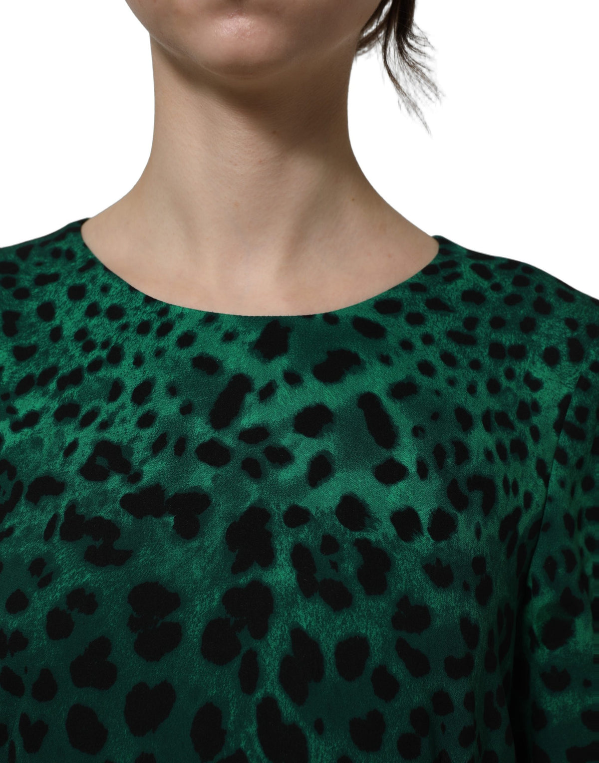 Dolce & Gabbana Green Leopard Print Silk Dress - Italian Luxury