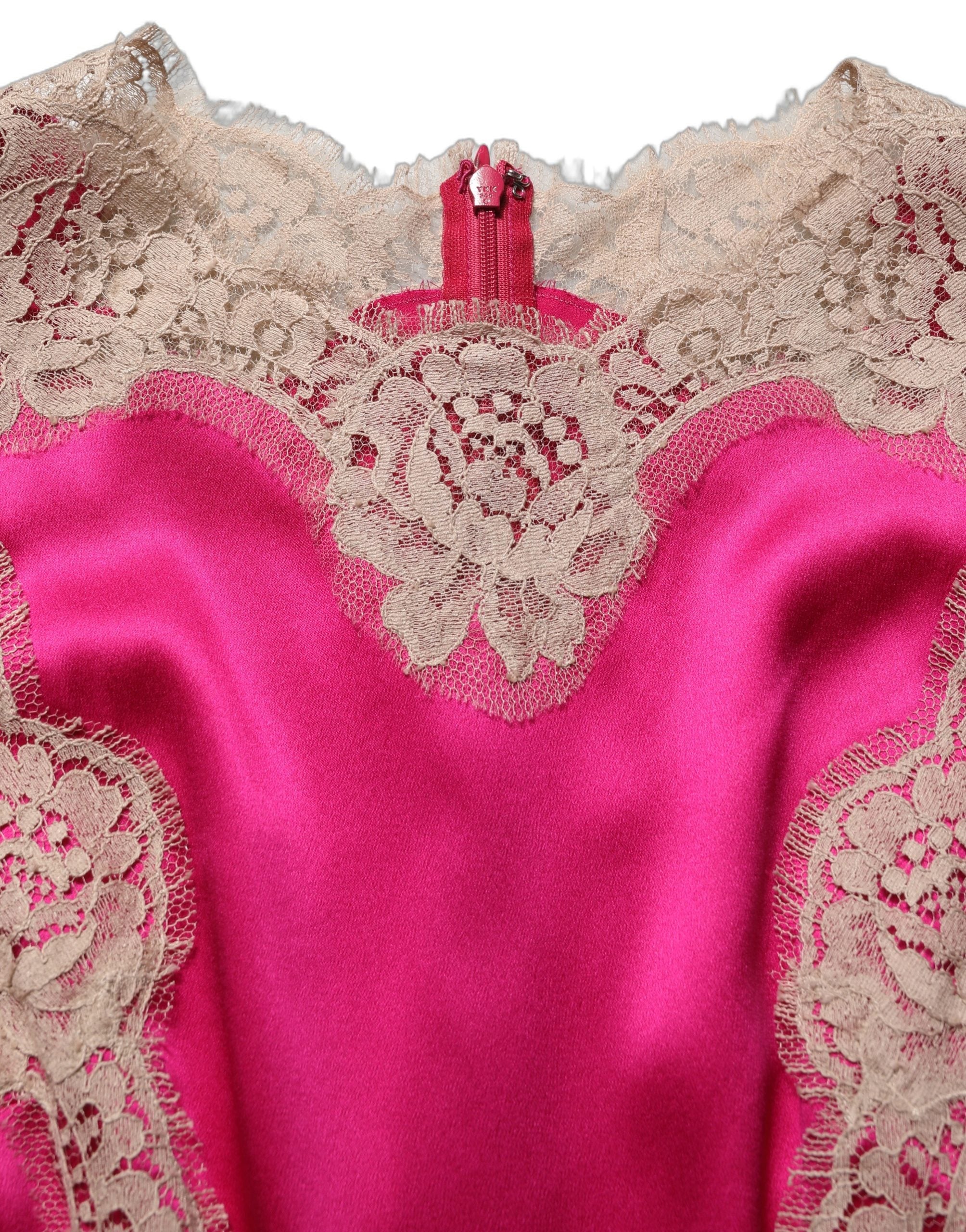 Dolce & Gabbana Fuchsia Pink Lace Midi Dress - Timeless Luxury