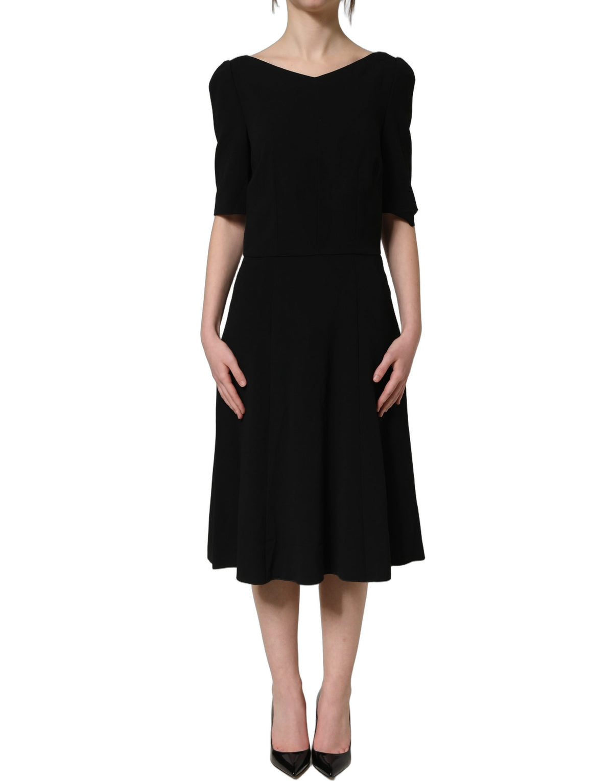 Dolce & Gabbana Black A-line Midi Dress - Exquisite Luxury Elegance