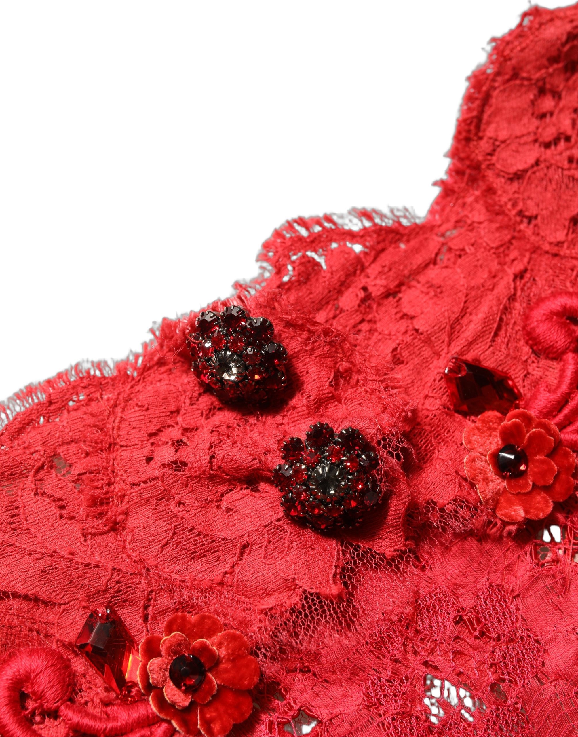 Elevate your elegance with the Dolce & Gabbana Red Embellished Mermaid Long Gown, a masterpiece of Italian craftsmanship that embodies luxury and allure.