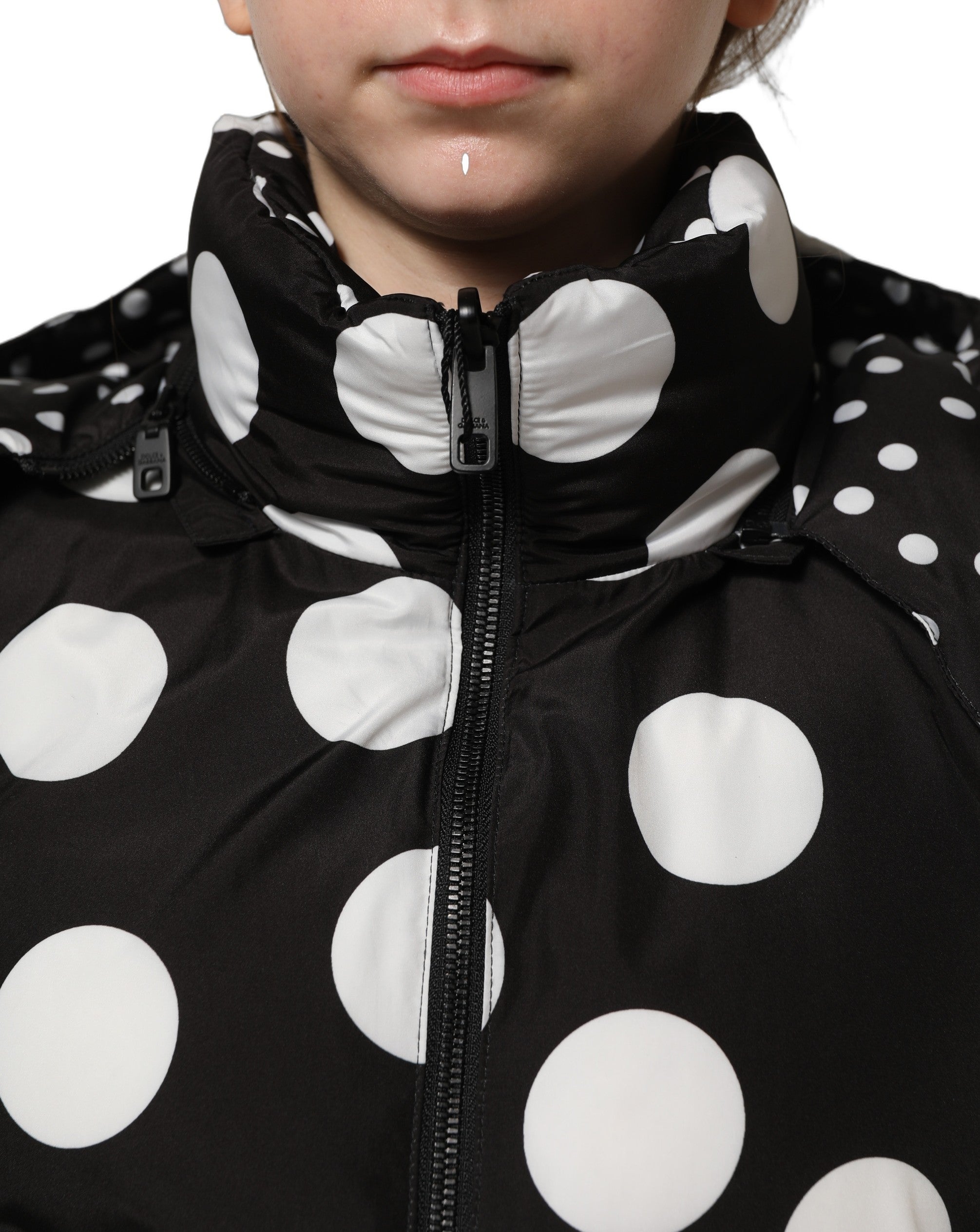 Dolce & Gabbana Black White Polka Dot Blouson Jacket - Luxury Couture