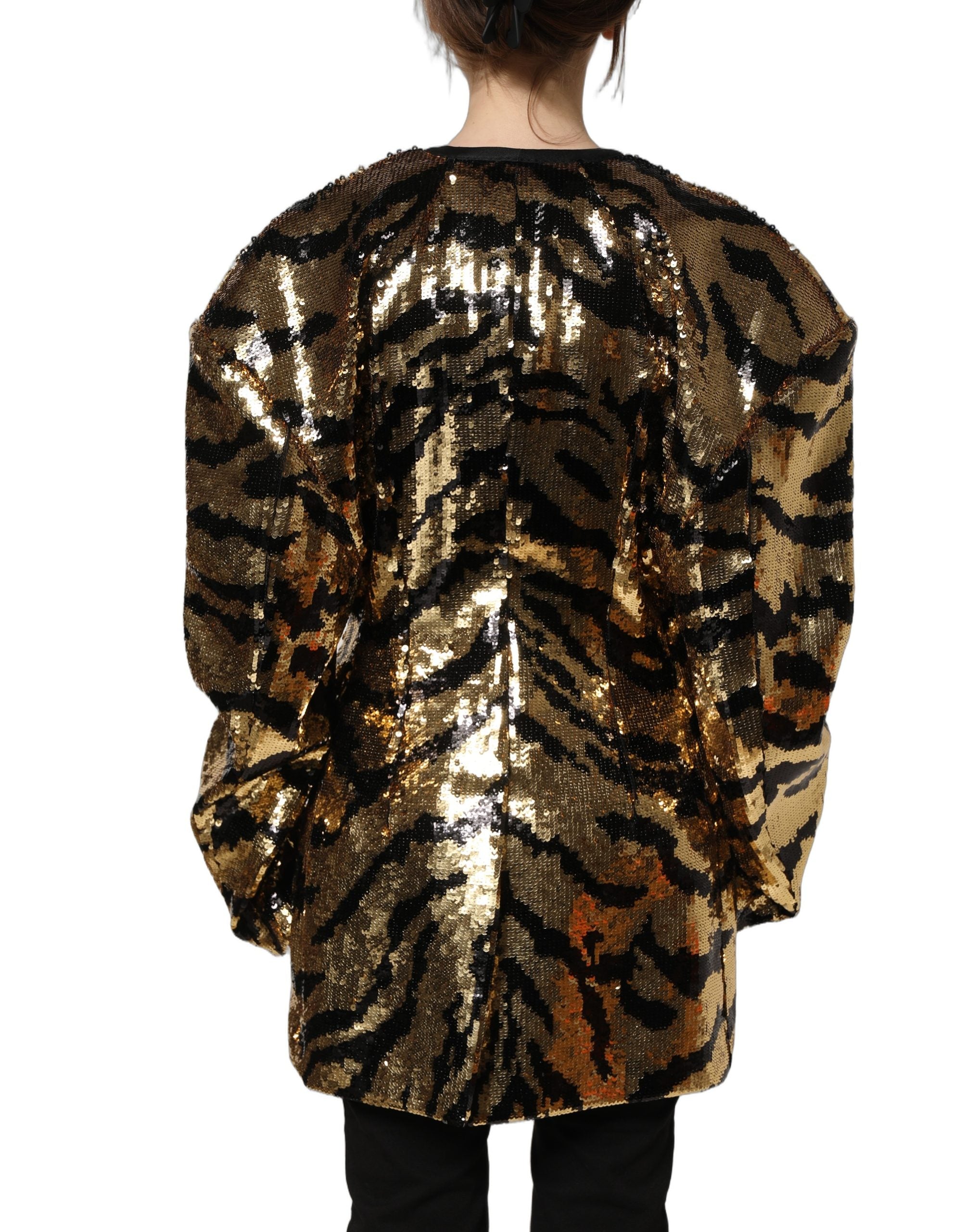 Dolce & Gabbana Black Gold Sequin Blazer - Luxe Couture Elegance