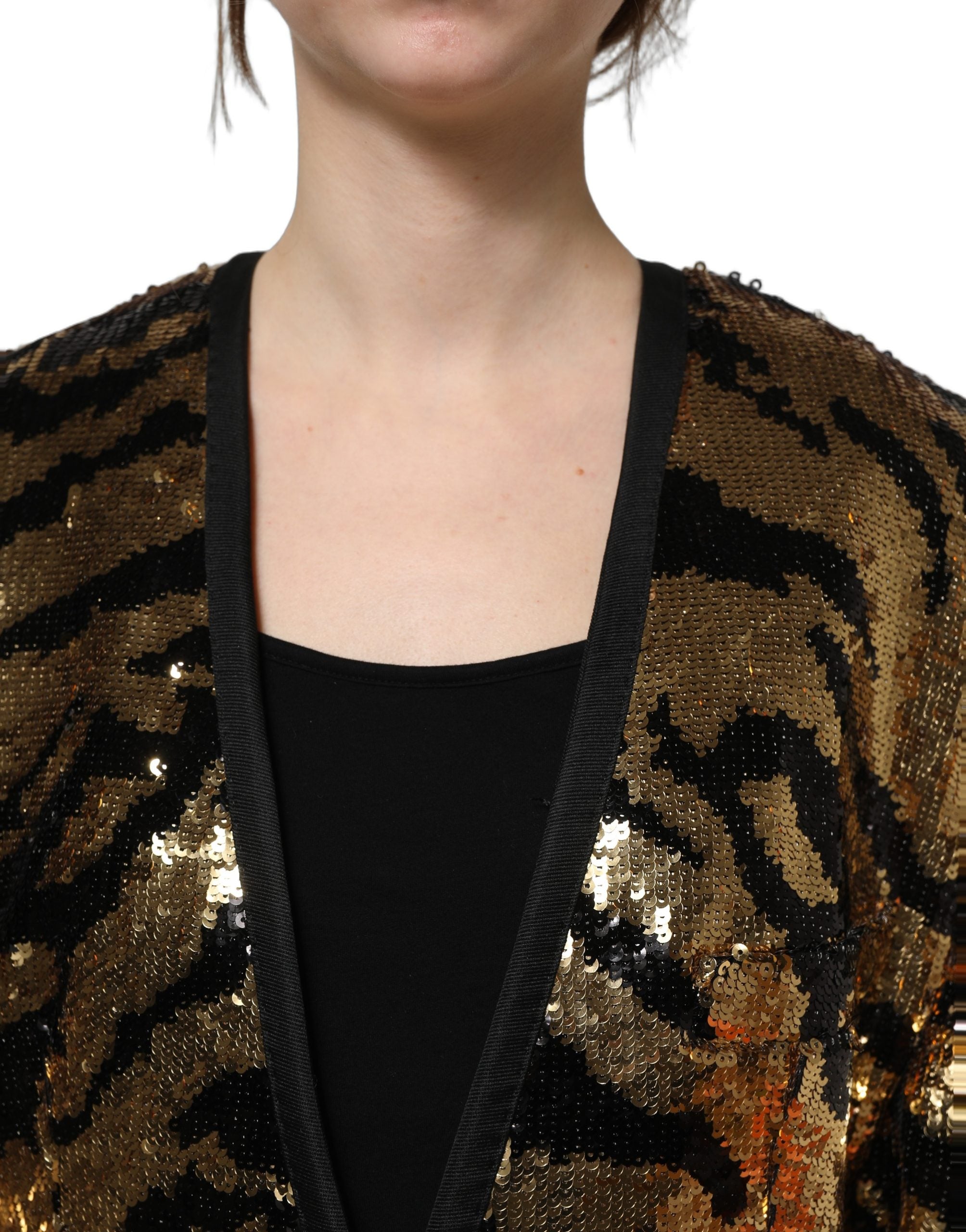 Dolce & Gabbana Black Gold Sequin Blazer - Luxe Italian Elegance