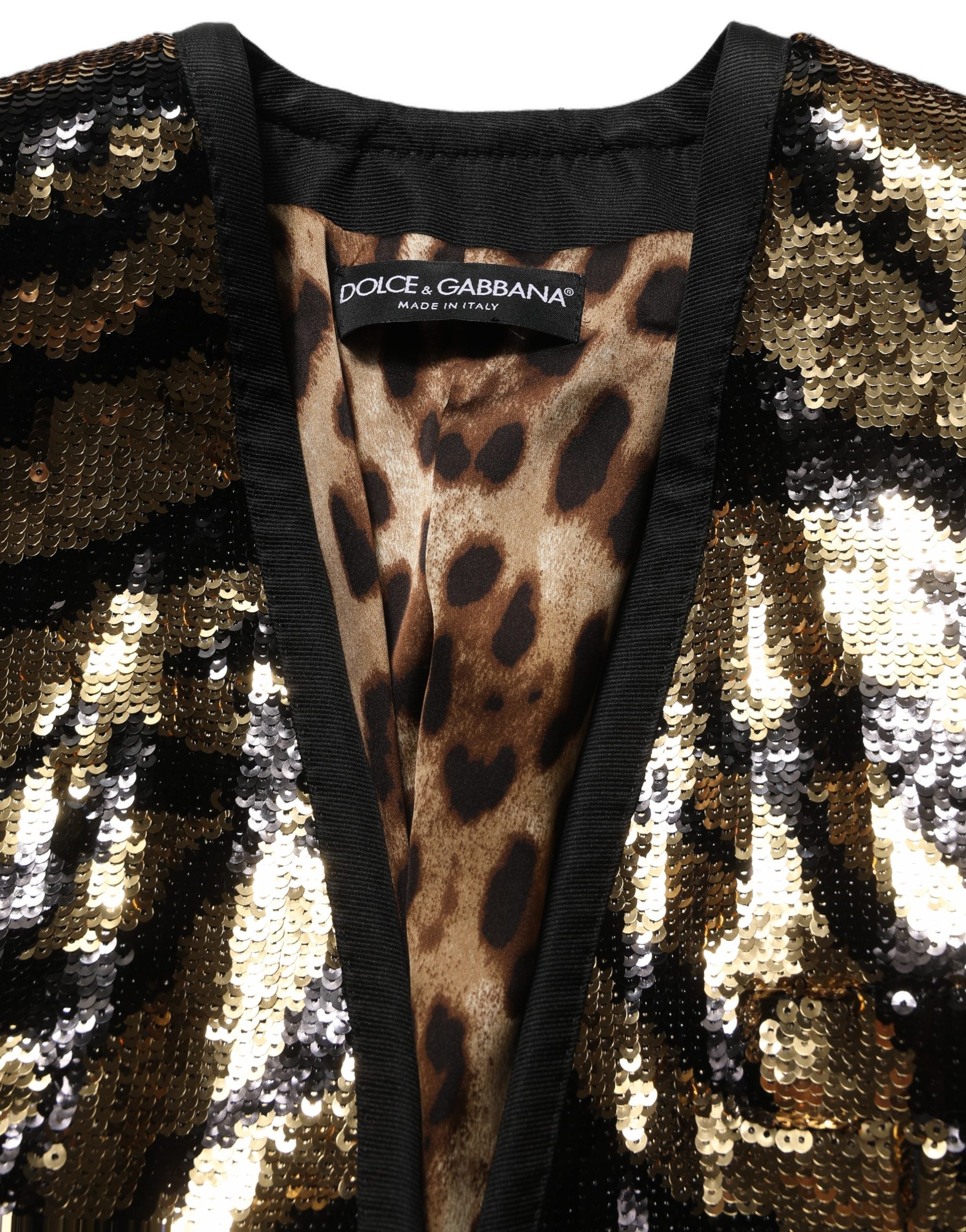 Dolce & Gabbana Black Gold Sequin Blazer - Luxe Couture Elegance