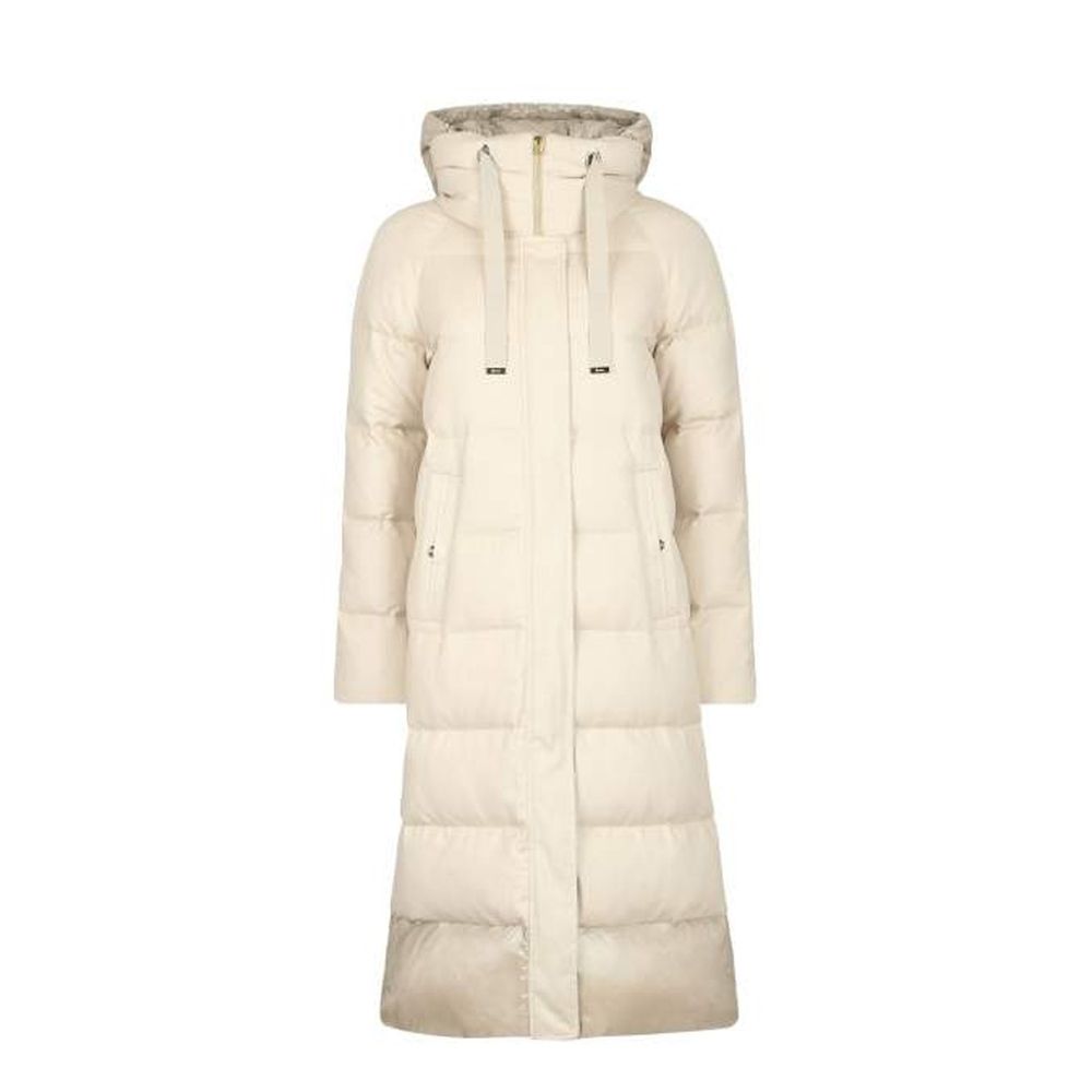 Indulge in the exquisite Herno White Cashmere Coat, a masterpiece of silk and cashmere, embodying timeless elegance and unparalleled Italian craftsmanship.