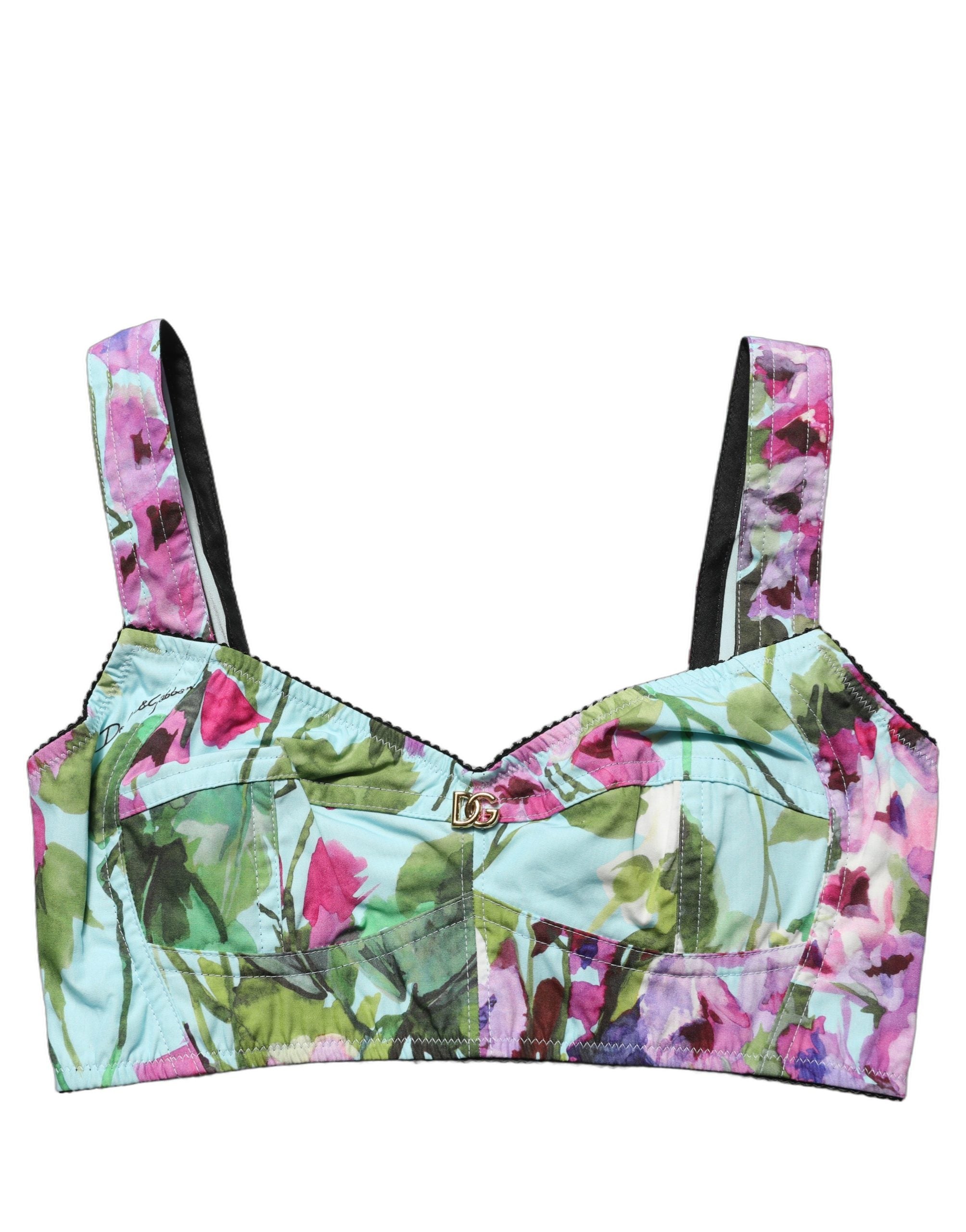 Dolce & Gabbana Floral Cropped Bustier Tank Top Couture Elegance