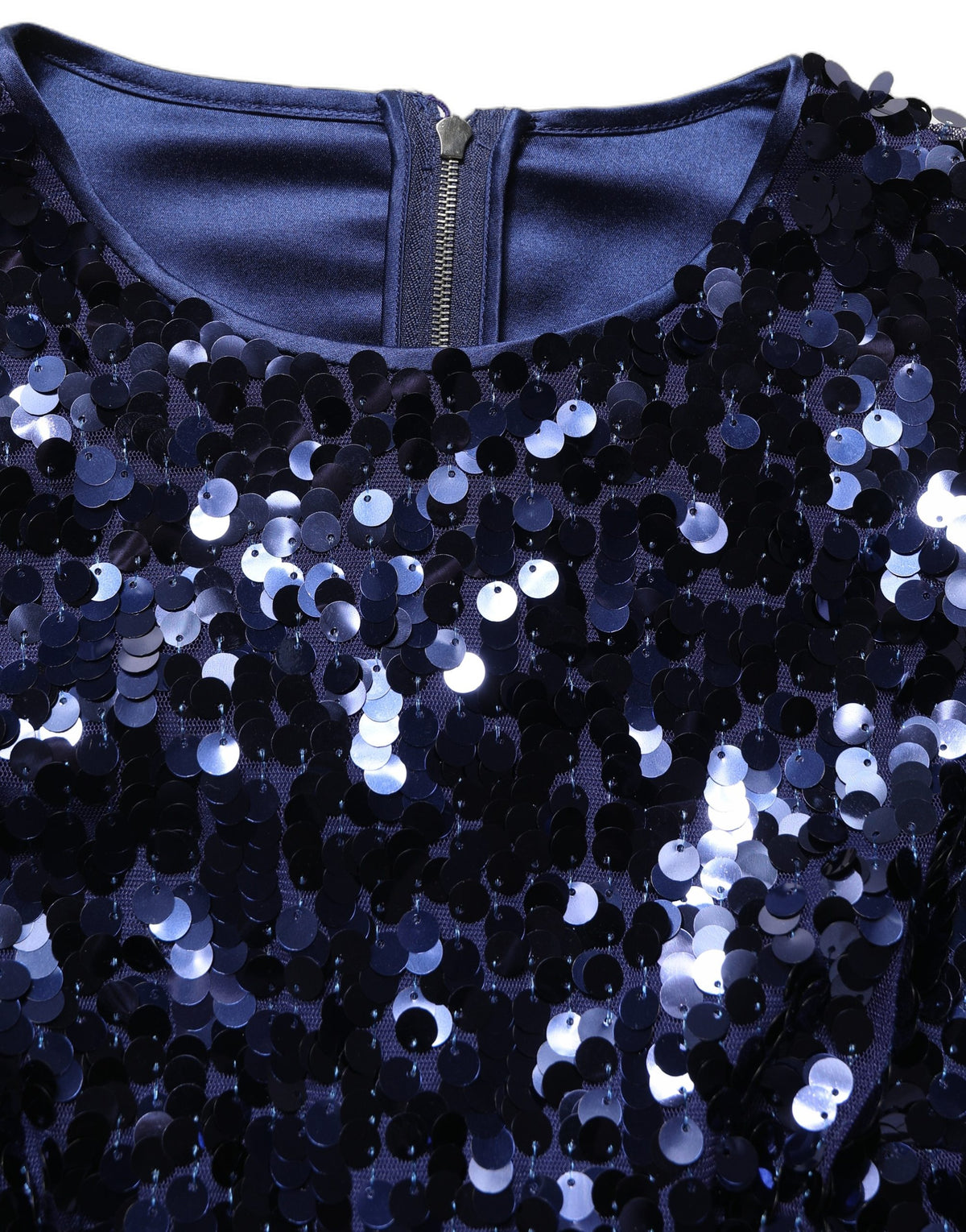 Dolce & Gabbana Blue Sequined Crop Blouse - Artisanal Elegance