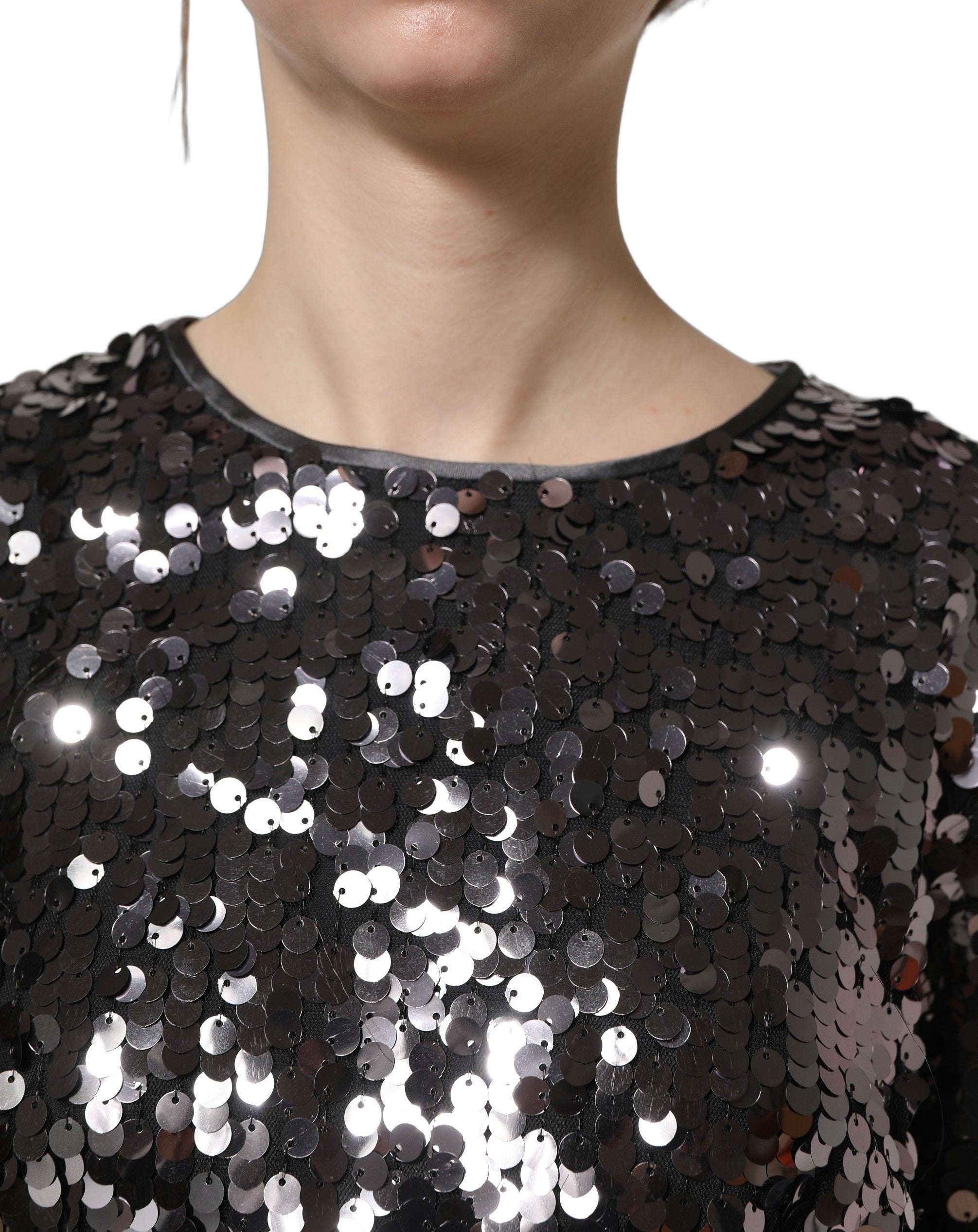 Dolce & Gabbana Black Sequined Crop Blouse – Timeless Luxury