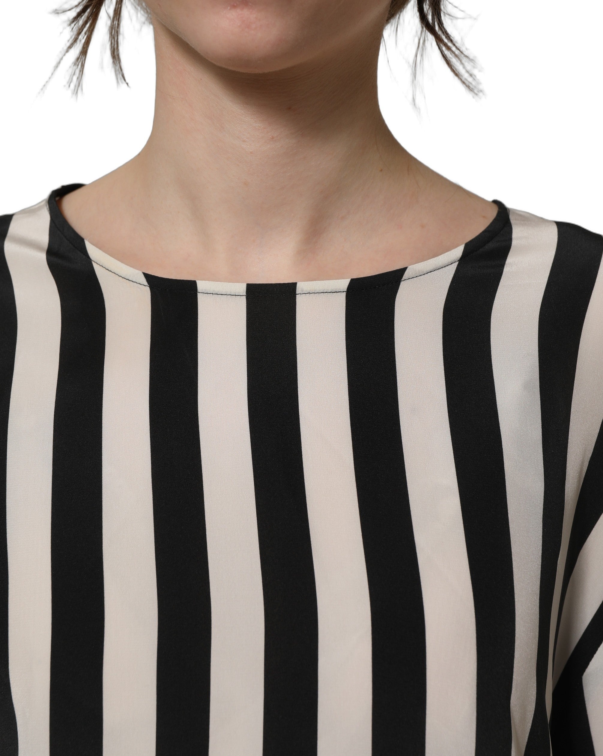 Dolce & Gabbana Black White Stripes Silk Blouse - Timeless Elegance