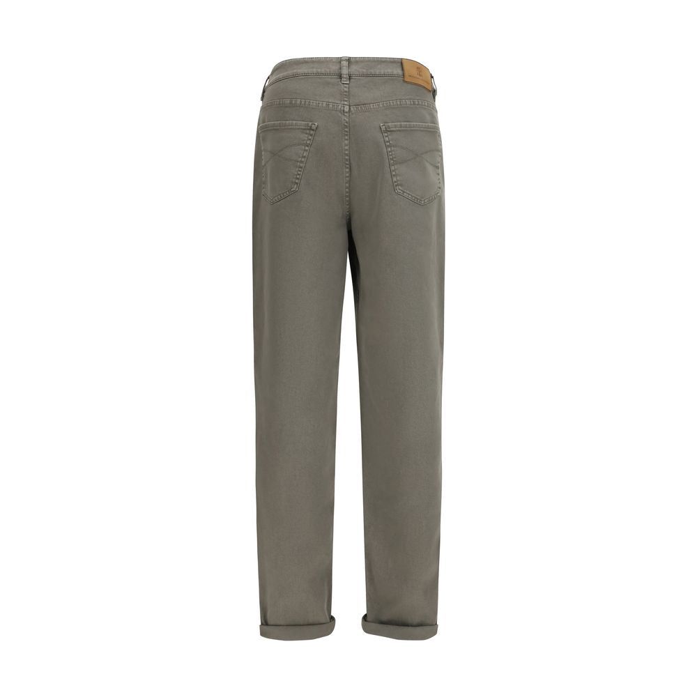 Brunello Cucinelli Bicolor Cotton Jeans, Designer Artisanal Elegance