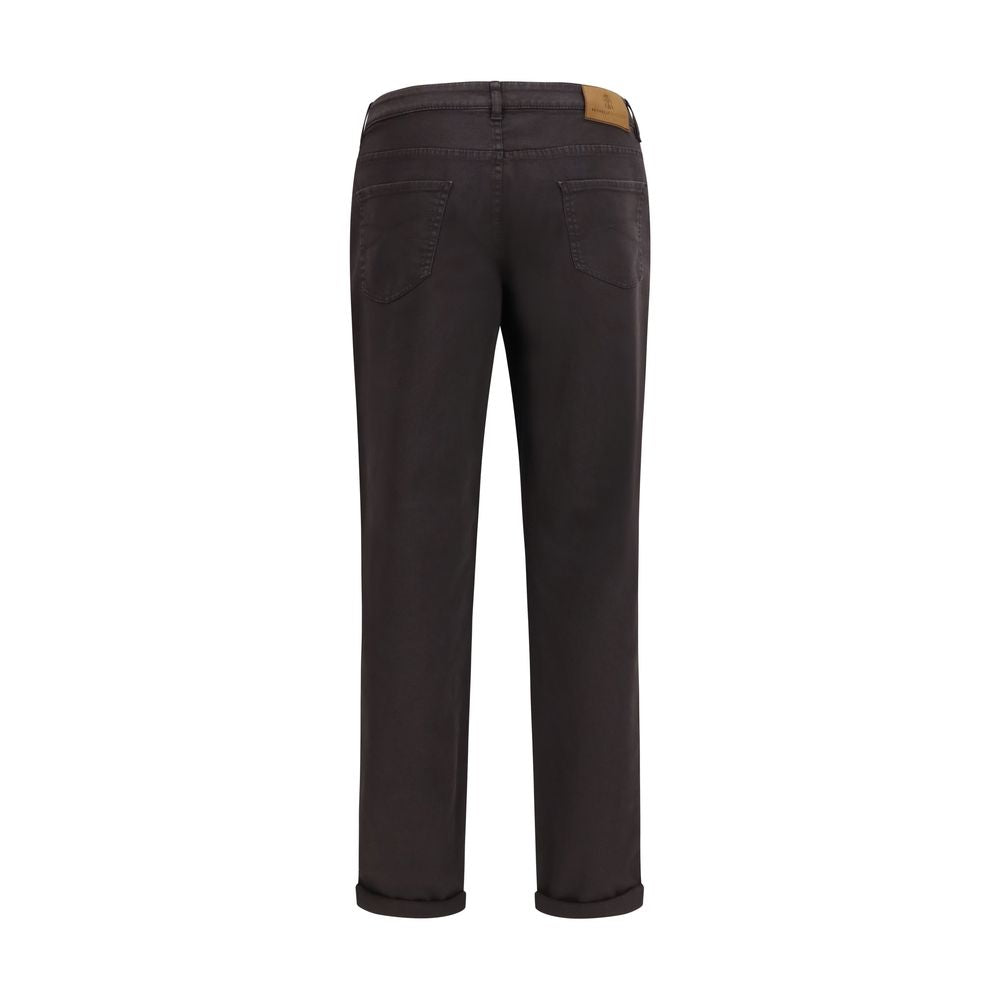 Brunello Cucinelli Brown Cotton Cropped Jeans - Artisanal Luxury