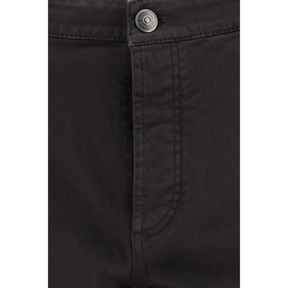 Brunello Cucinelli Brown Cotton Cropped Jeans - Artisanal Luxury