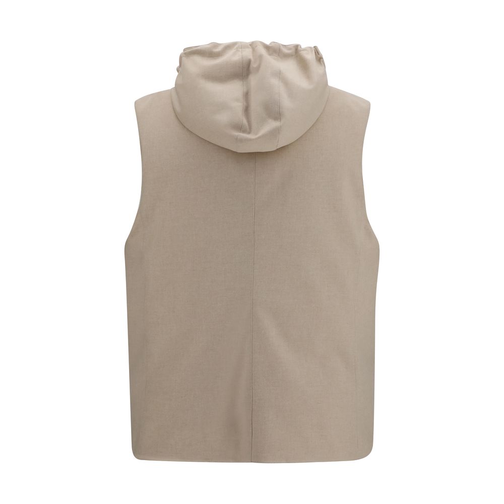Brunello Cucinelli Beige Wool Sleeveless Jacket, Artisanal Luxury