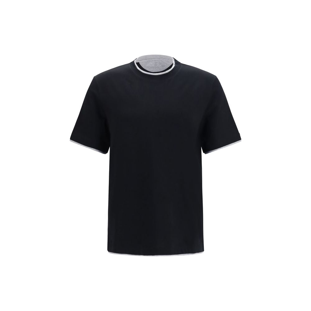 Brunello Cucinelli Black Cotton T-Shirt - Designer Luxury Elegance