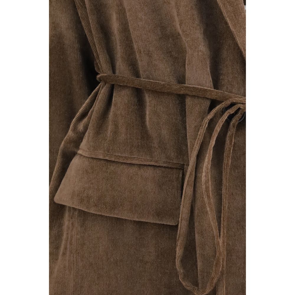 Brunello Cucinelli Brown Viscose Full-Length Jacket - Timeless Elegance