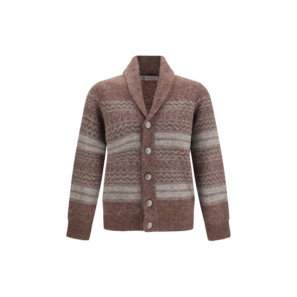 Brunello Cucinelli Bordeaux Alpaca Cardigan | Artisanal Luxury