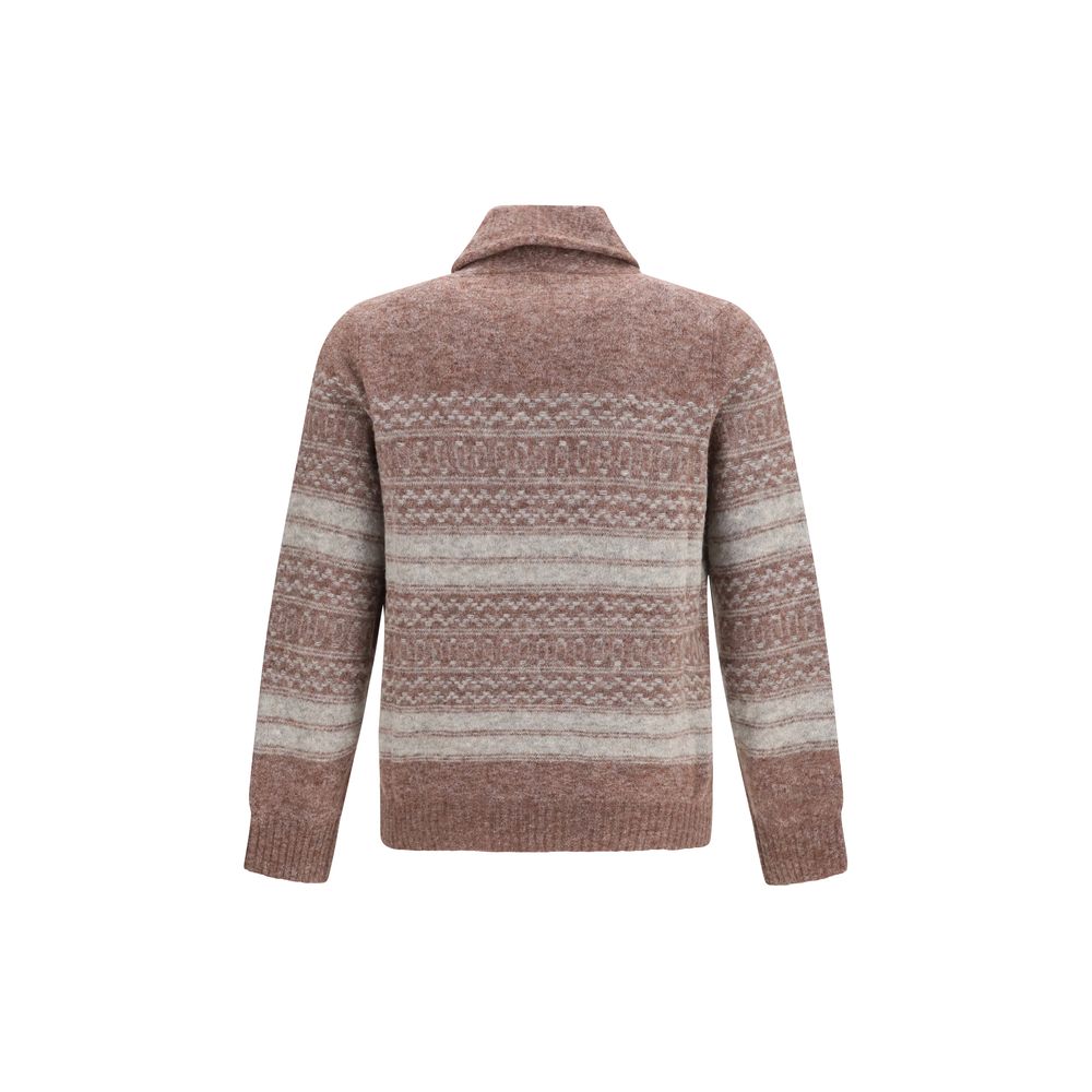 Brunello Cucinelli Bordeaux Alpaca Cardigan – Artisanal Luxury