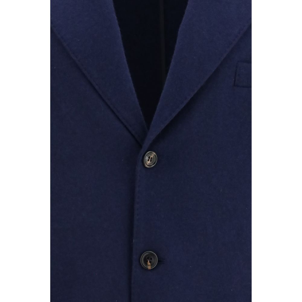 Brunello Cucinelli Blue Cashmere Full-Length Designer Jacket