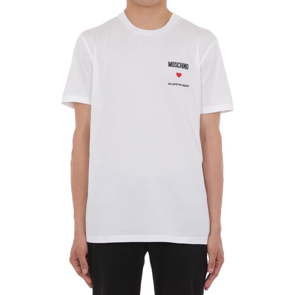 Experience the epitome of luxury with the Moschino Couture White Cotton T-Shirt, crafted for those who embody elegance and sophistication in every moment.