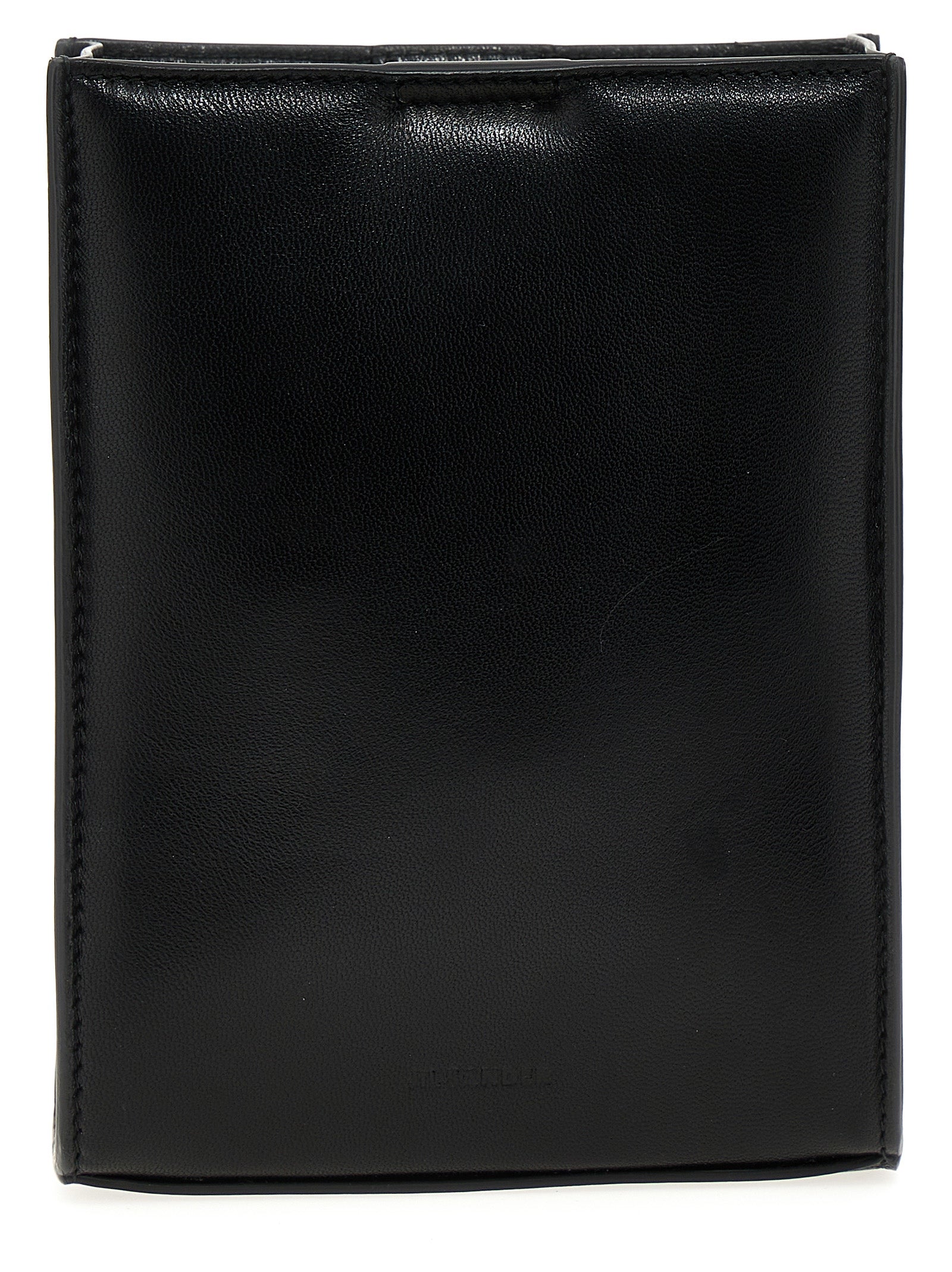 Experience the allure of the Jil Sander Black Calfskin Crossbody Bag, a masterpiece of Italian craftsmanship in supple leather, embodying timeless elegance and modern sophistication.
