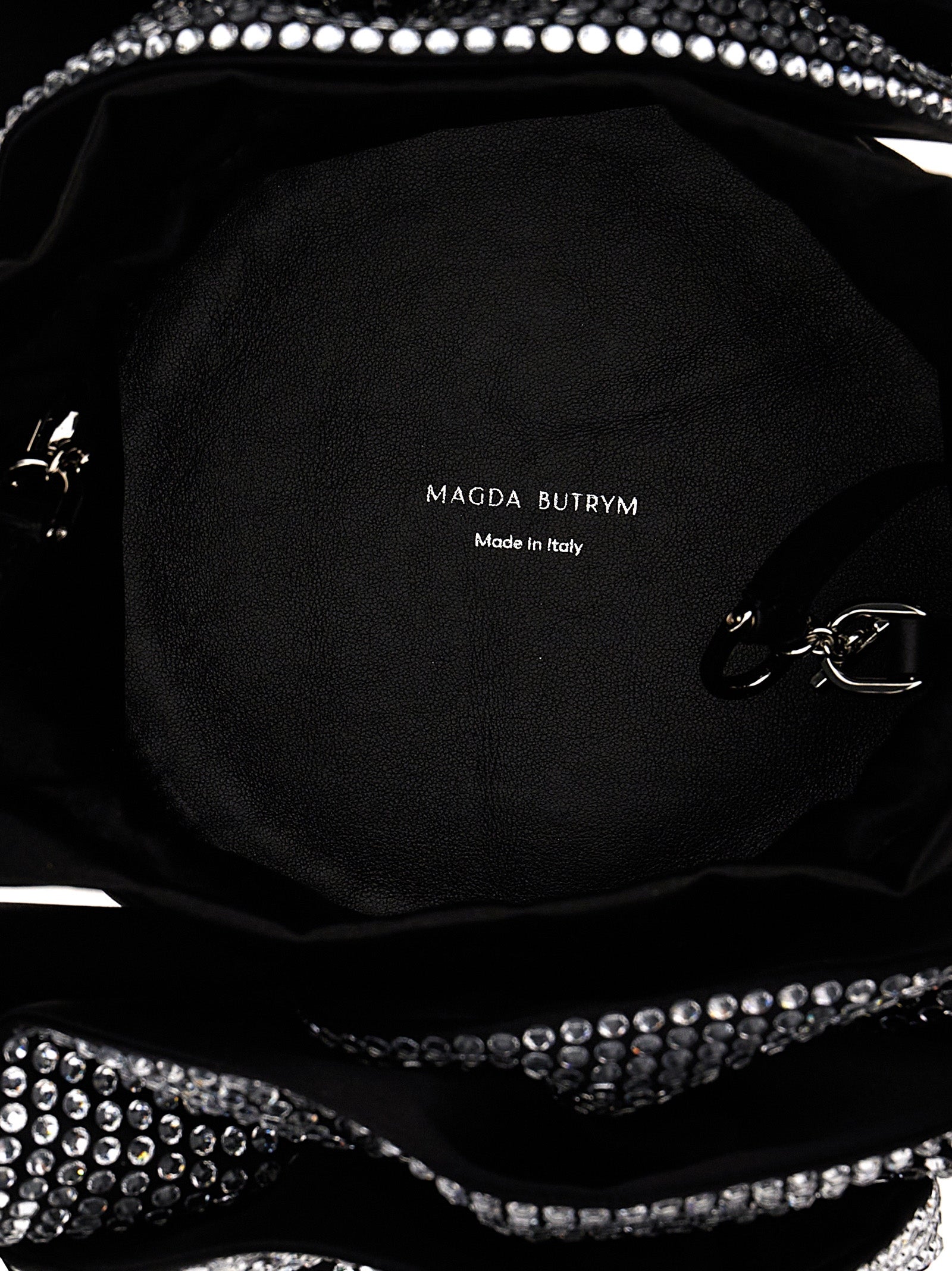 Discover the Magda Butrym Black Viscose Crossbody Bag, an embodiment of artisanal luxury with exquisite silk and viscose, perfect for elevating any ensemble.