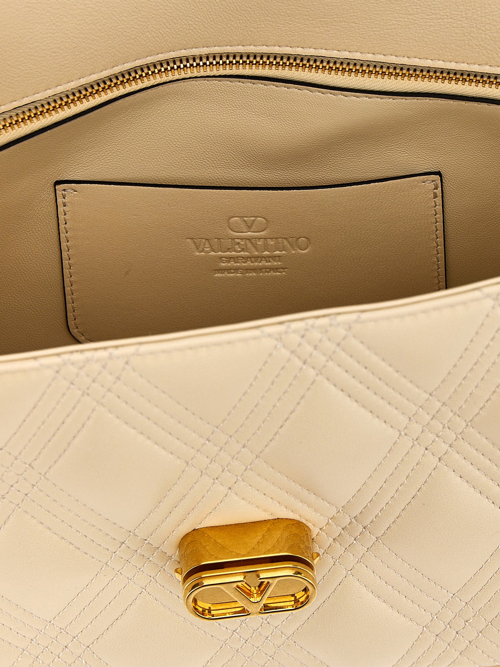 Valentino Garavani White Lamb Leather Shoulder Bag - Artisanal Luxury