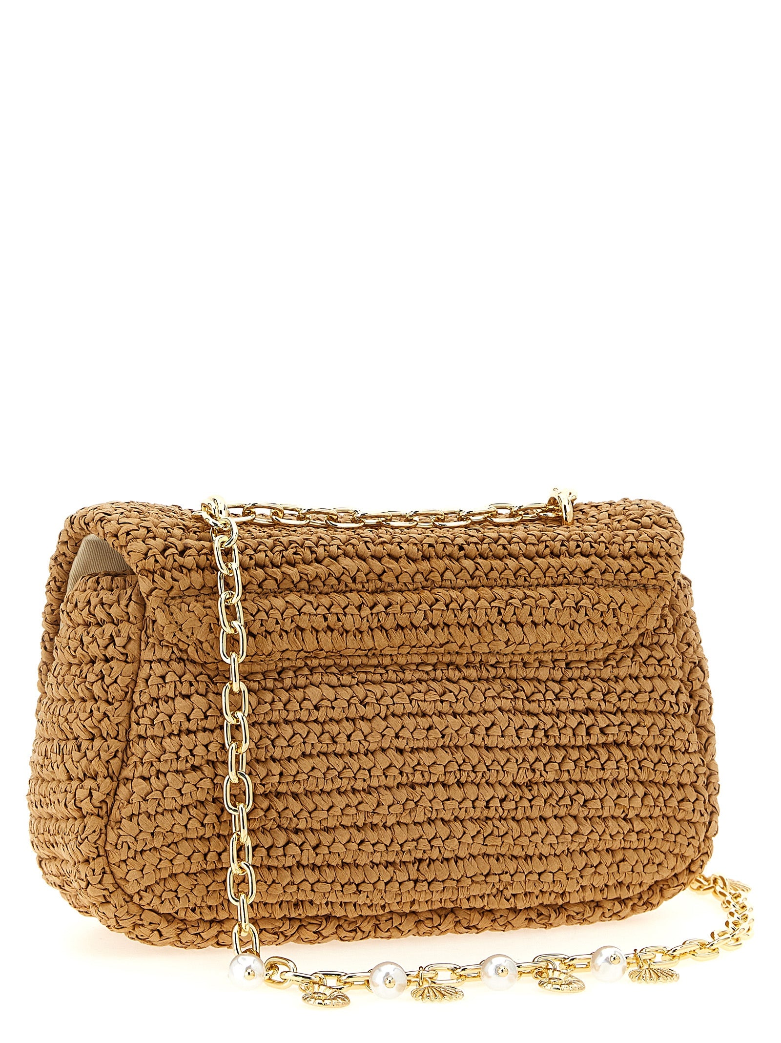 Self-Portrait Beige Raffia Shoulder Bag - Artisanal Luxury Elegance