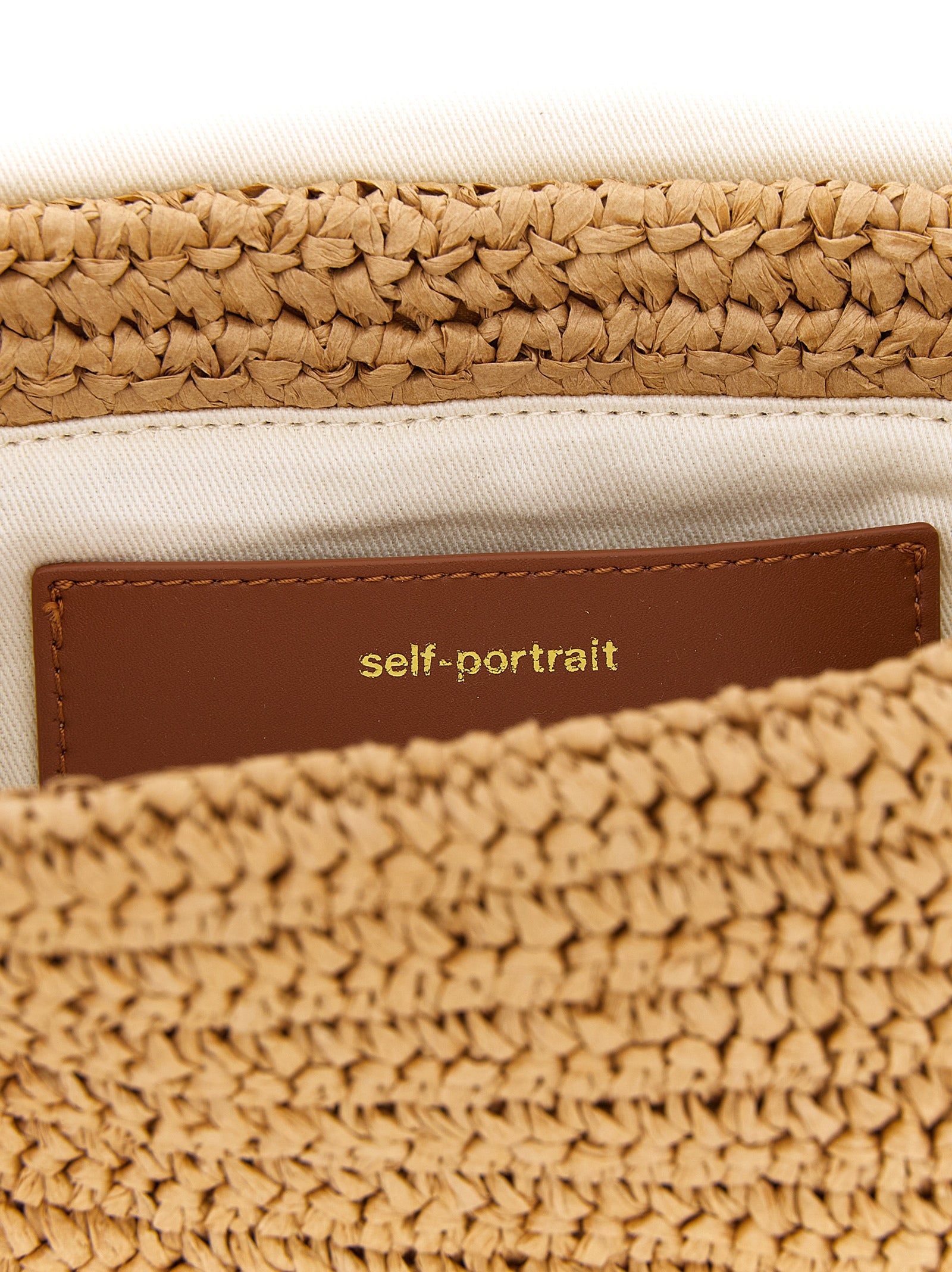 Self-Portrait Beige Raffia Shoulder Bag - Artisanal Luxury Elegance