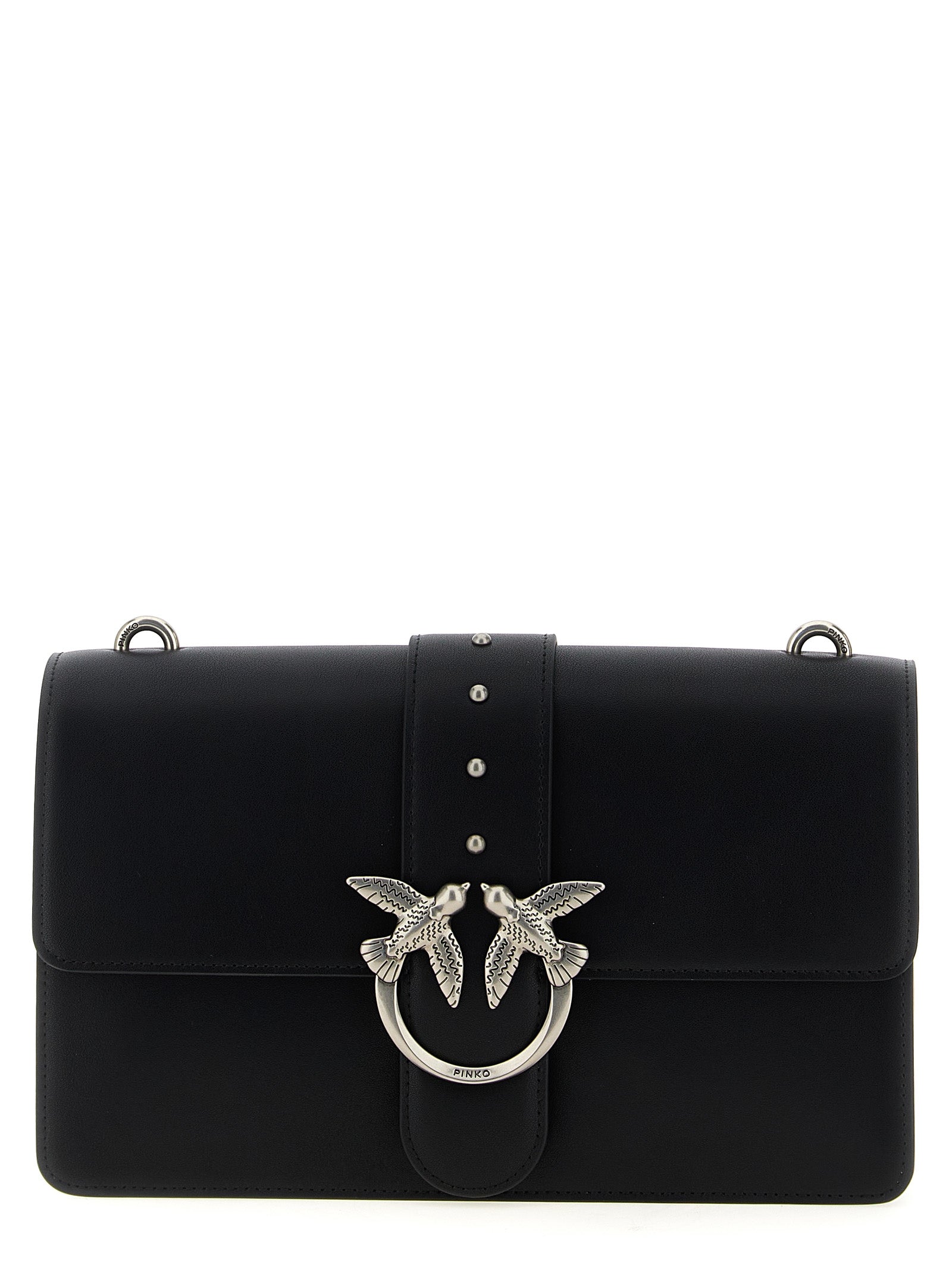Experience the exquisite PINKO Black Goatskin Crossbody Bag, a timeless luxury crafted from sumptuous goat leather, embodying elegance and sophistication for the discerning individual.