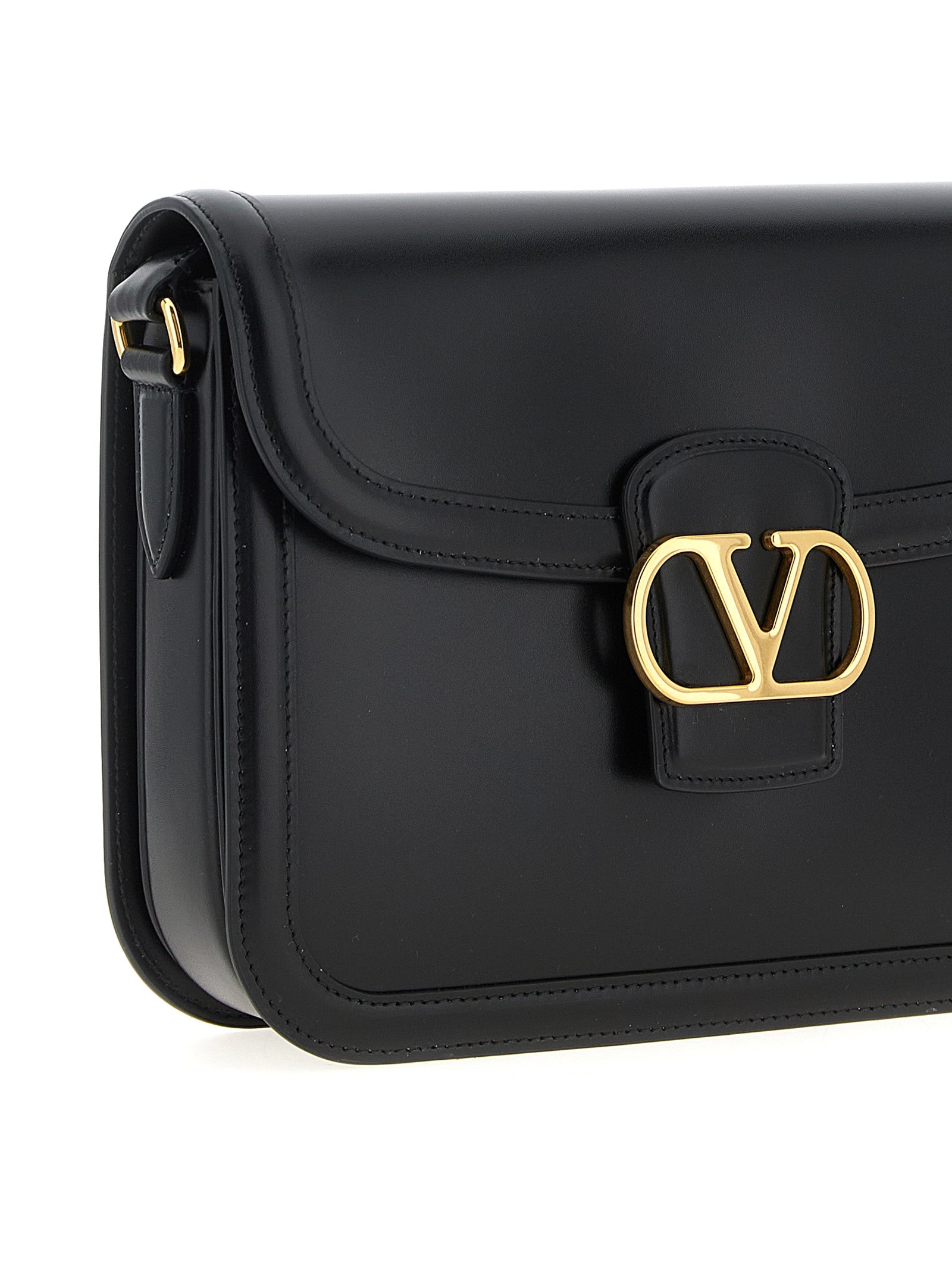 Valentino Garavani Black Calfskin Shoulder Bag, Designer Couture