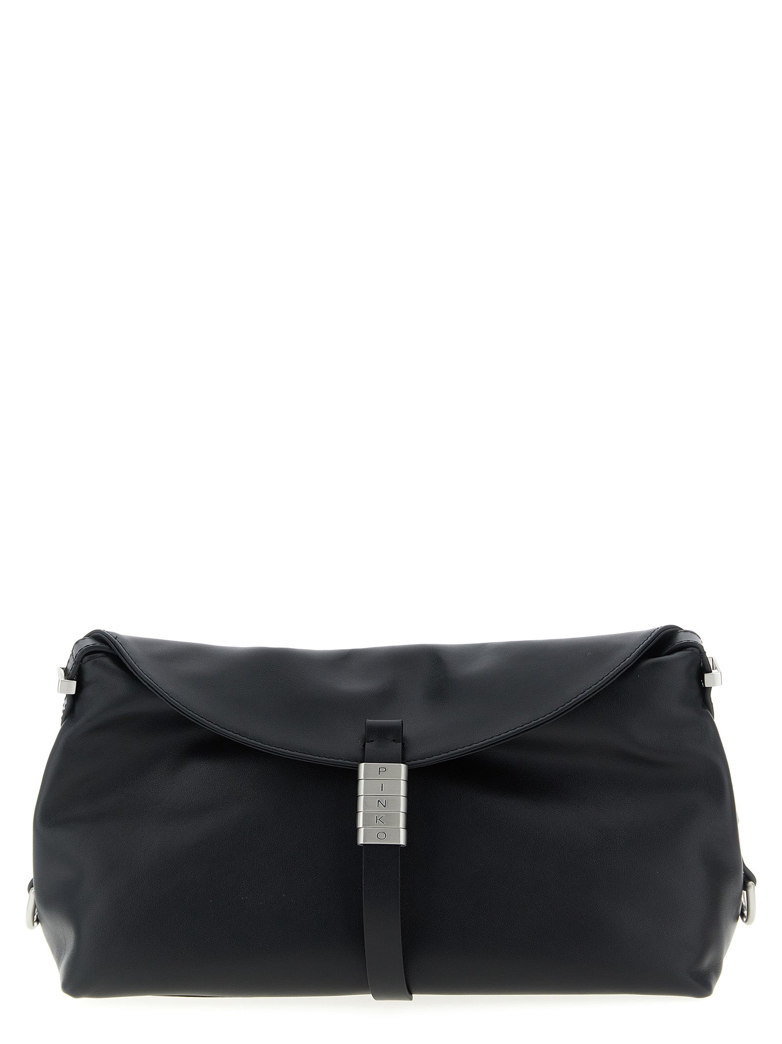 Elevate your style with the PINKO Black Goatskin Shoulder Bag, a masterpiece of artisanal luxury, crafted from 100% goat leather for timeless sophistication.