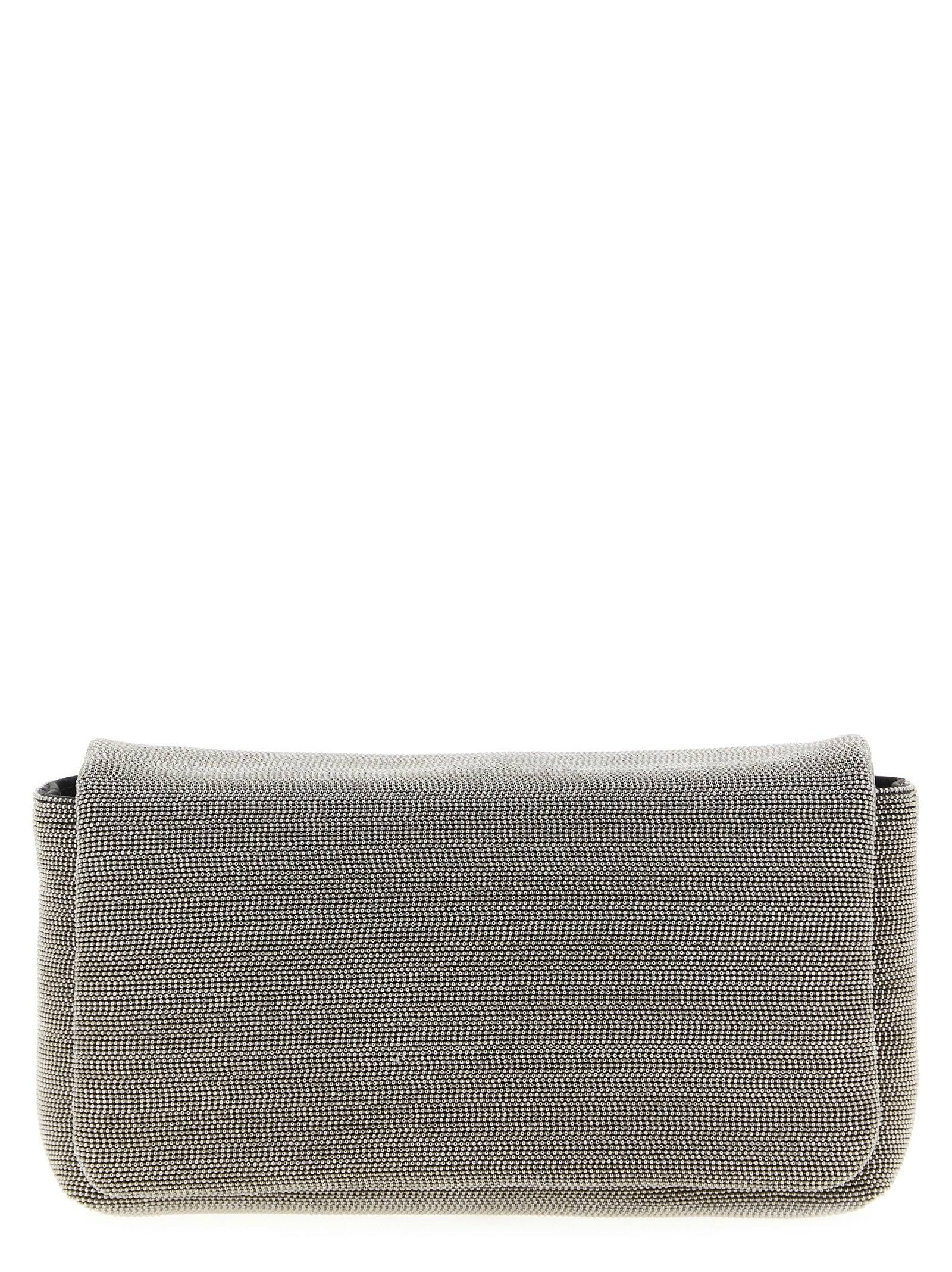 Brunello Cucinelli Silver Leather Clutch Bag, Artisanal Luxury