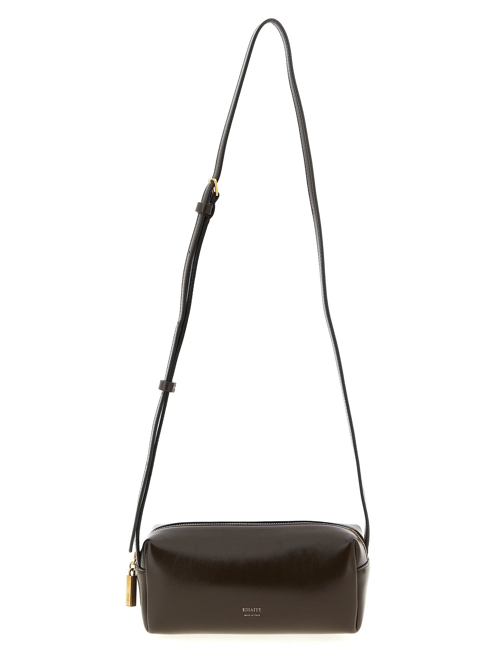 Discover the KHAITE Brown Calfskin Crossbody Bag, a masterpiece of artisanal luxury crafted in Italy, perfect for elevating your style with timeless elegance.
