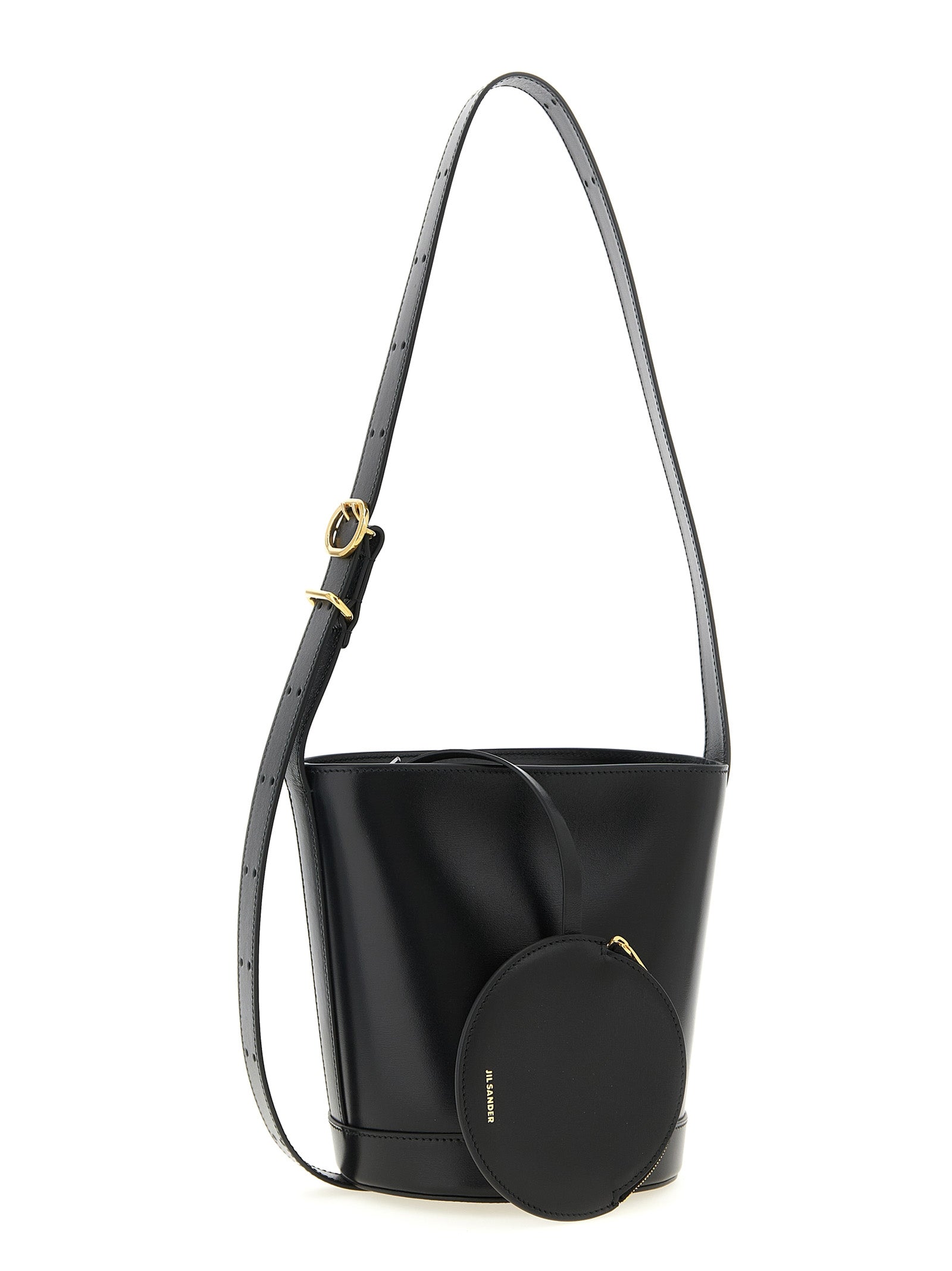 Indulge in the Jil Sander Black Calfskin Shoulder Bag, a testament to Italian craftsmanship, blending luxurious materials with timeless elegance for the discerning individual.