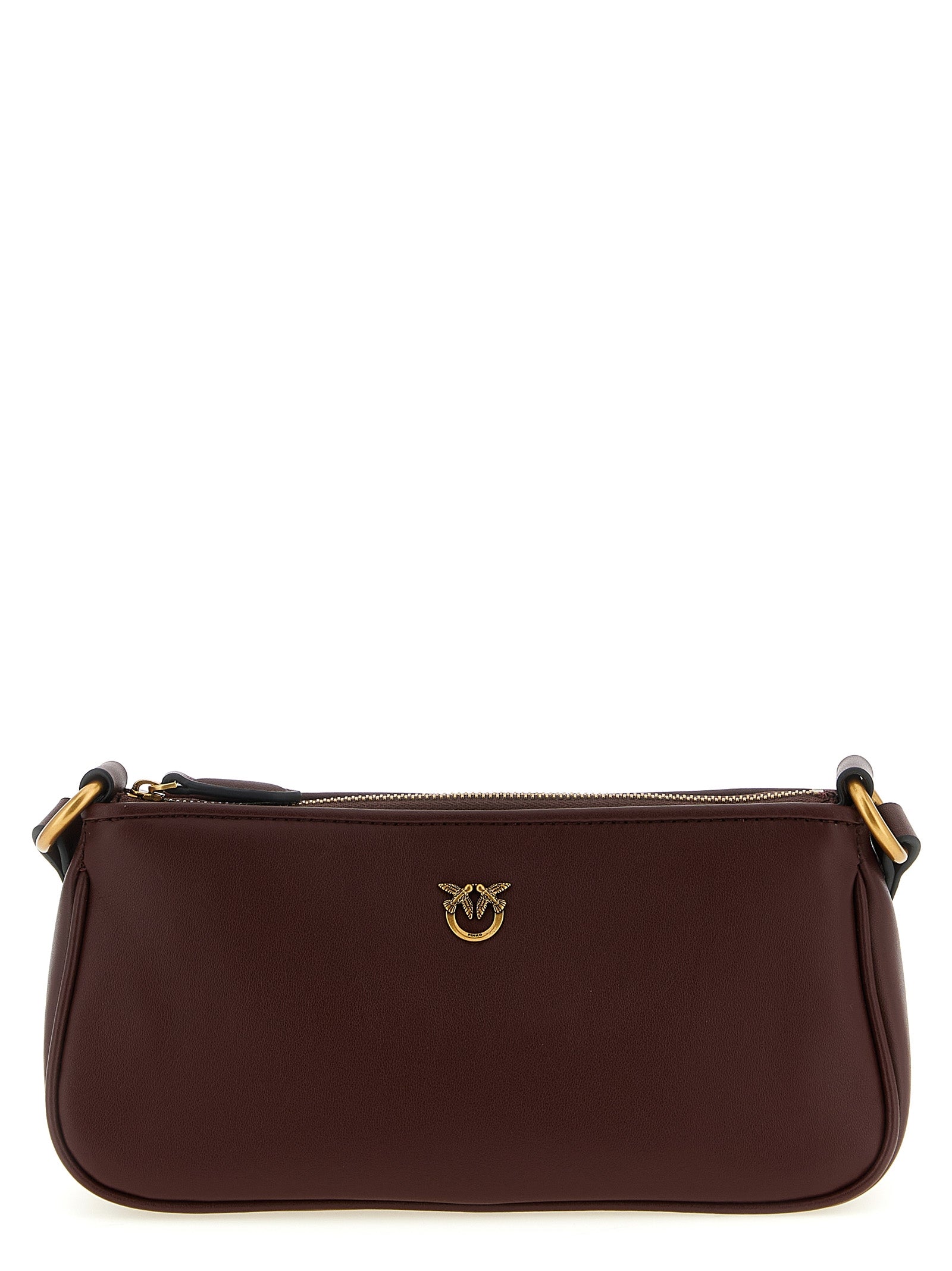 Elevate your style with the PINKO Bordeaux Cowhide Crossbody Bag, a luxurious blend of silk and leather, embodying sophistication and timeless elegance for discerning individuals.