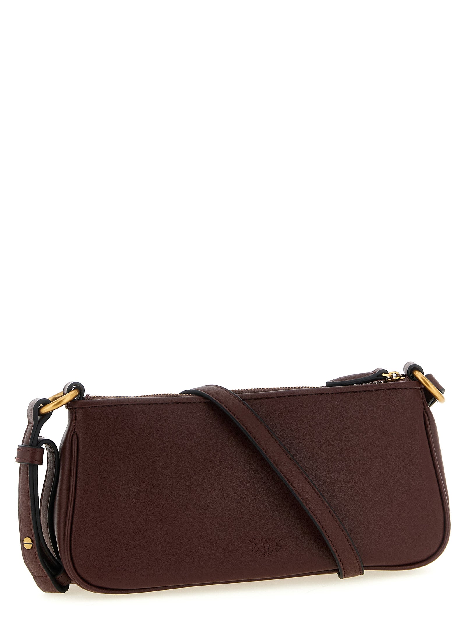 Elevate your style with the PINKO Bordeaux Cowhide Crossbody Bag, a luxurious fusion of silk and leather, embodying sophistication for the discerning individual.