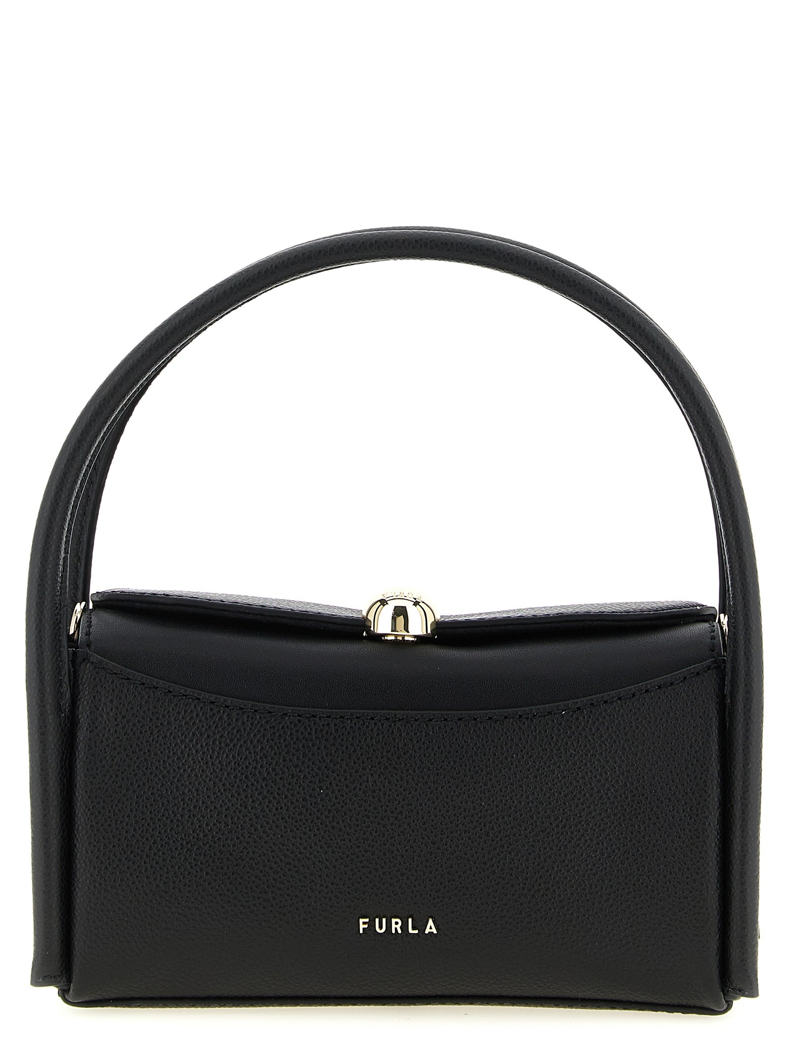 Indulge in the exquisite Furla Black Calfskin Handbag, a luxurious statement piece crafted from premium calfskin, embodying sophistication and timeless elegance.