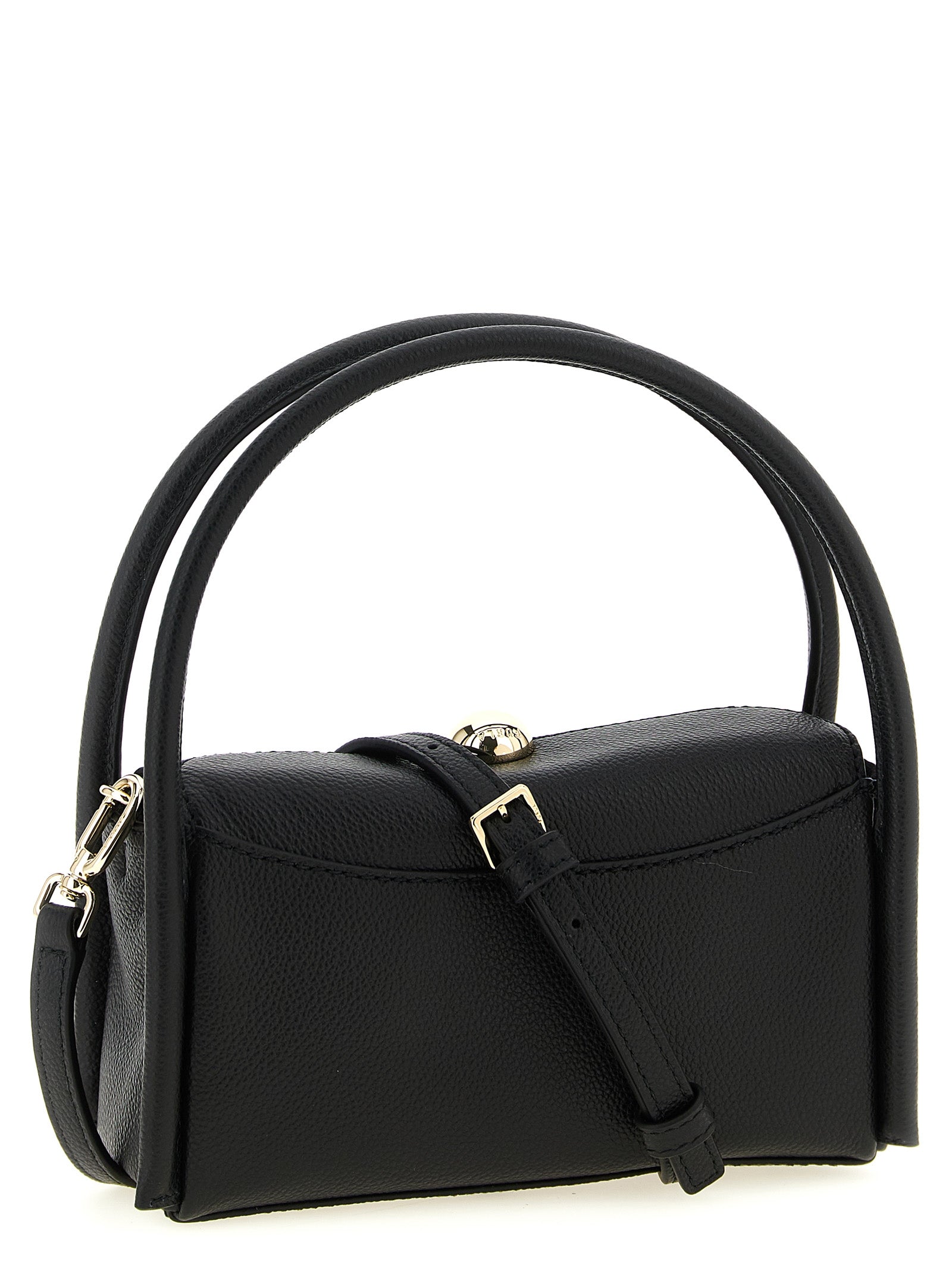 Discover the Furla Black Calfskin Handbag, a luxurious mini masterpiece crafted from exquisite calfskin leather, embodying sophistication and timeless elegance.