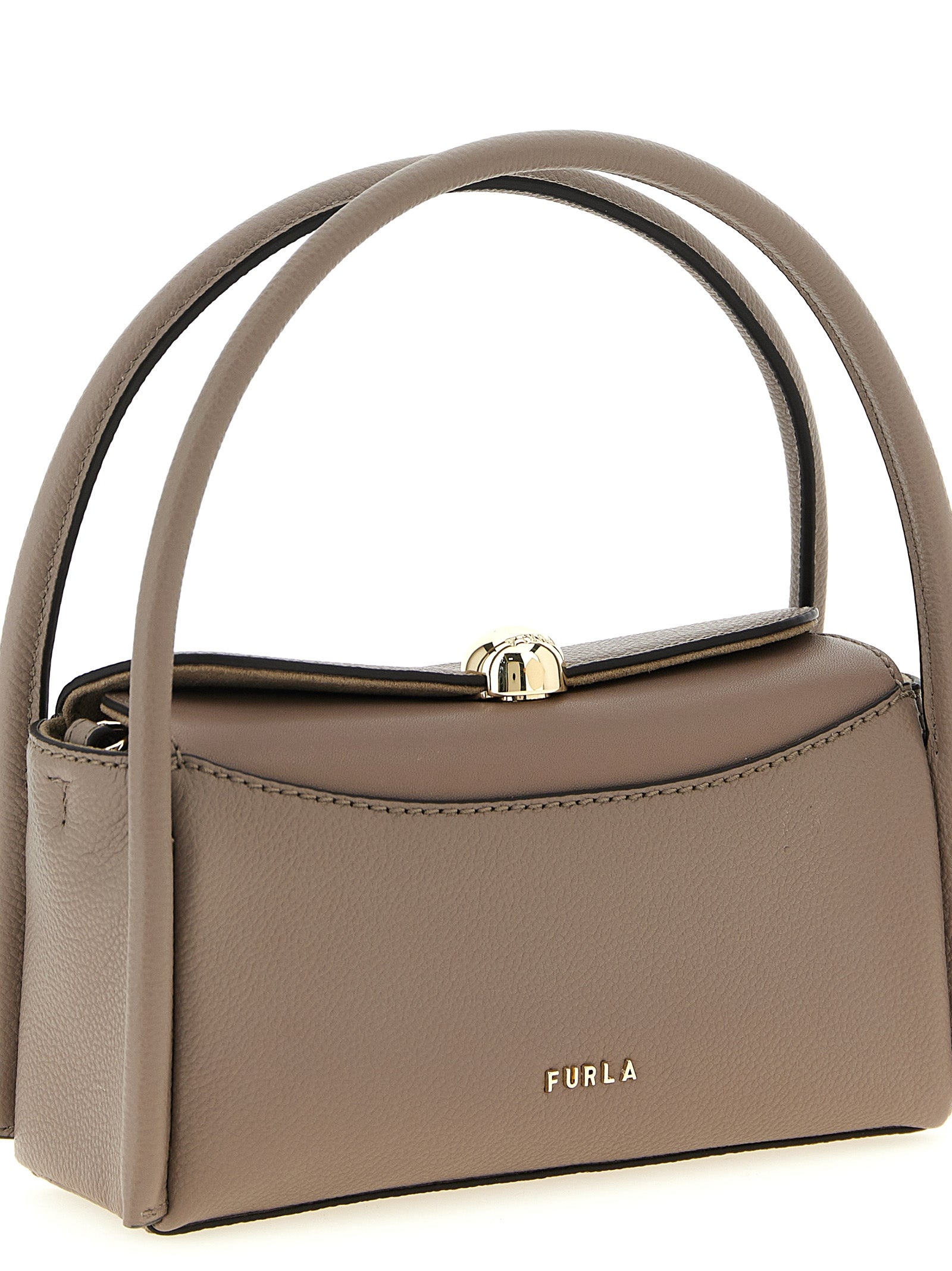 Discover the Furla Boston Nicole Mini Handbag, a luxurious gray calfskin masterpiece that embodies sophistication and timeless elegance for discerning tastes.