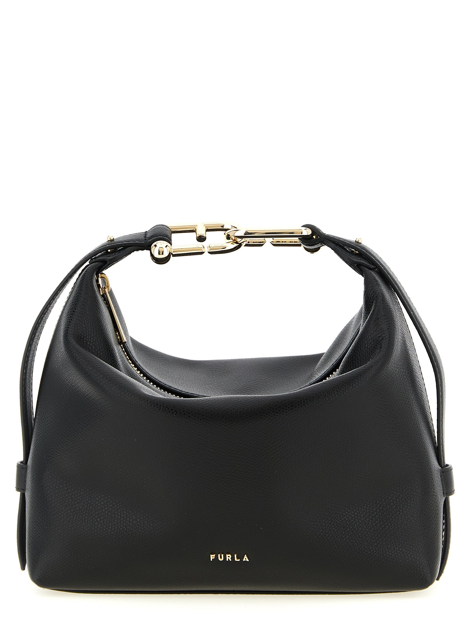 Discover the Furla Black Calfskin Shoulder Bag, a masterpiece of exquisite craftsmanship and bold elegance, perfect for elevating any sophisticated ensemble.