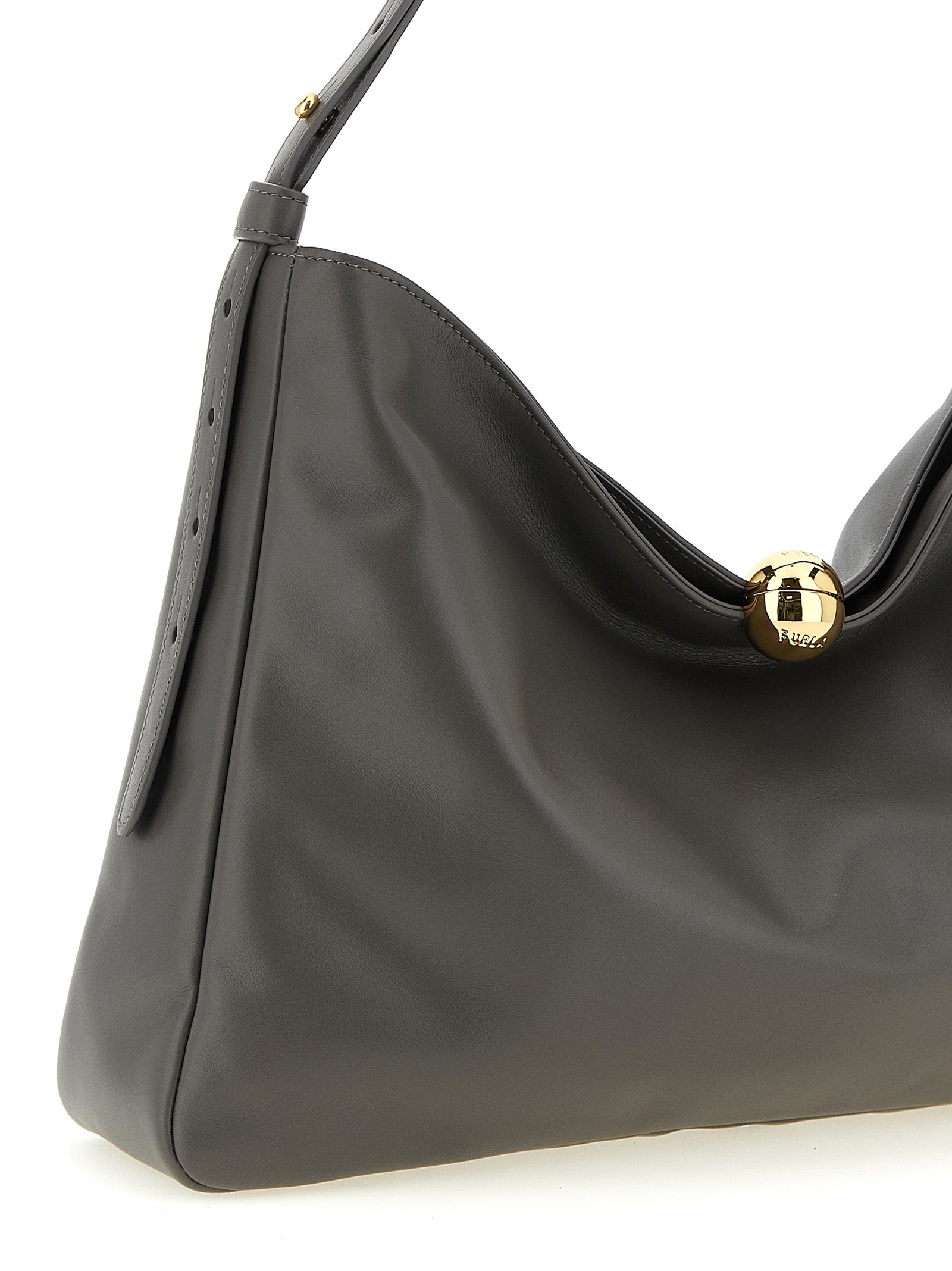 Indulge in the sophistication of the Furla Gray Calfskin Shoulder Bag, where exquisite Italian craftsmanship meets modern elegance, perfect for the discerning individual.