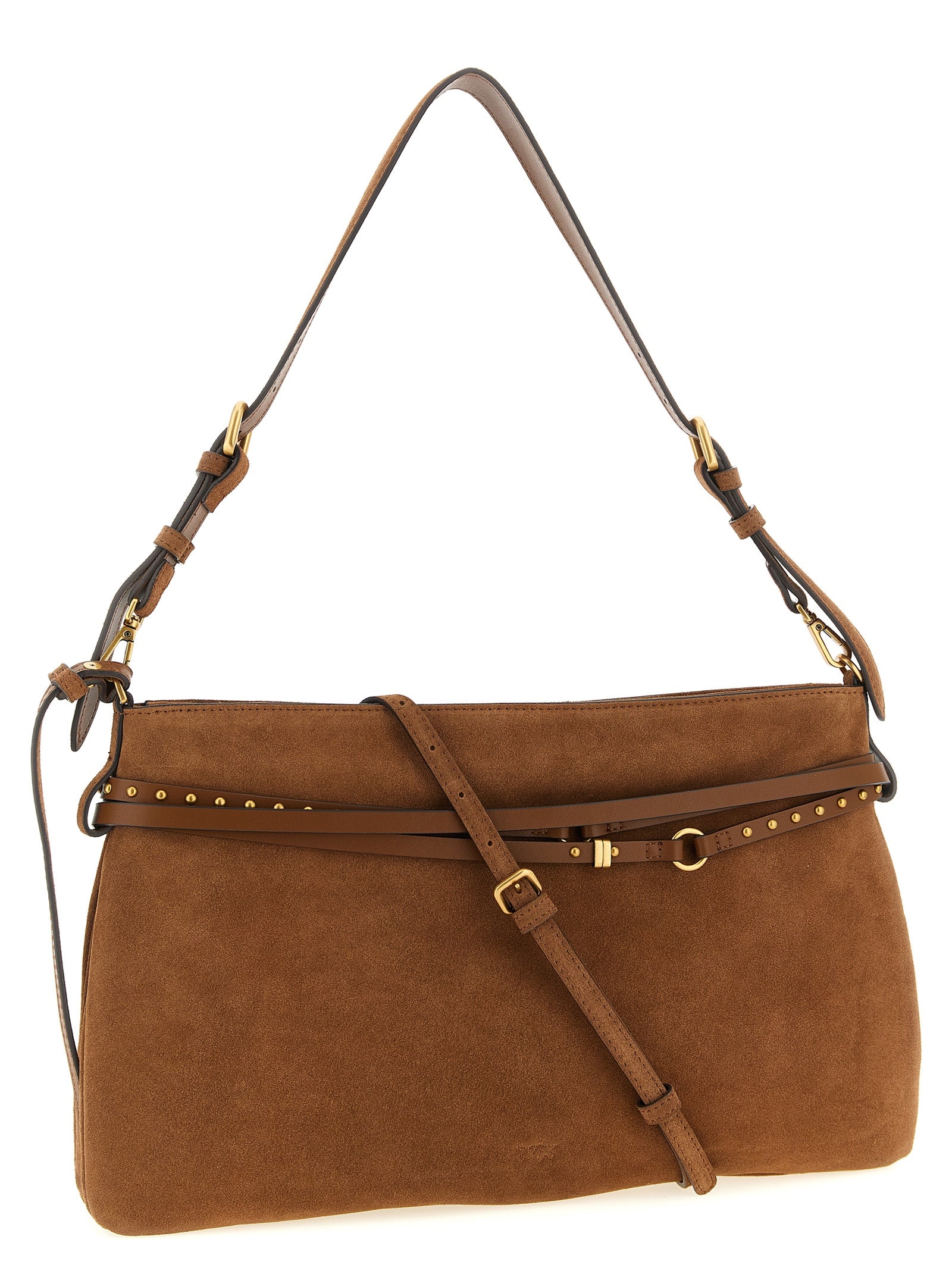 Indulge in the exquisite PINKO Brown Cowhide Shoulder Bag, a masterpiece of artisanal craftsmanship that elevates your style with luxurious leather and chic details.