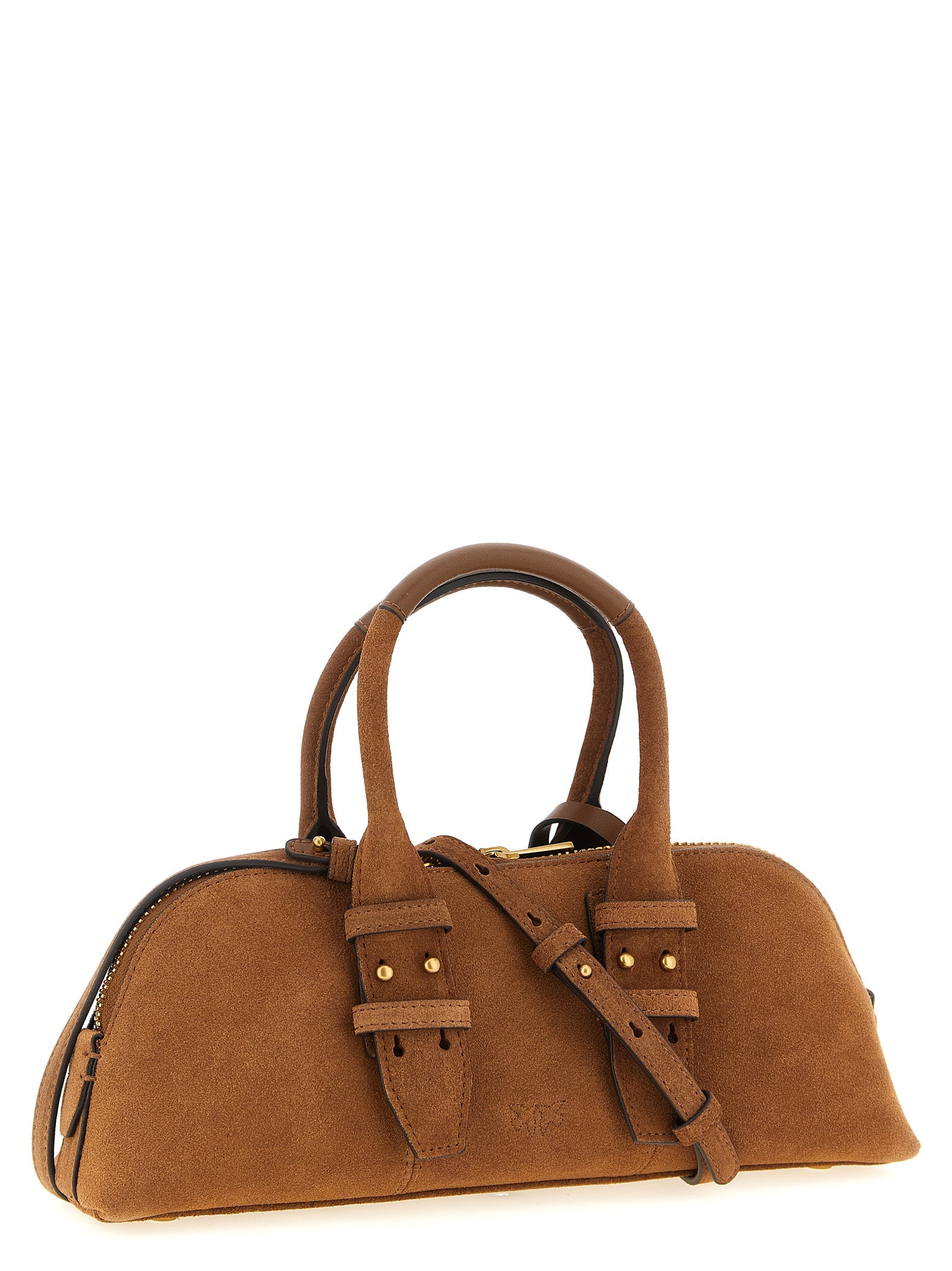 Elevate your elegance with the PINKO Bowling Baguette, a luxurious brown cowhide shoulder bag, embodying artisanal craftsmanship and timeless sophistication.