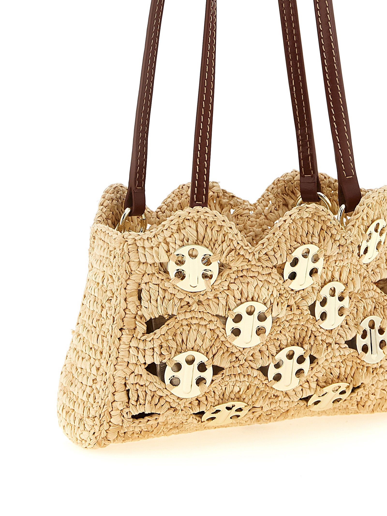 Paco Rabanne Beige Ramie Shoulder Bag - Artisanal Luxury Elegance