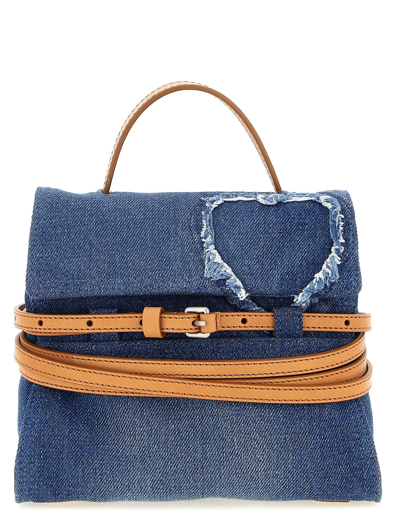 Experience the allure of the Moschino Blue Cotton Handbag, a handcrafted blend of denim and leather that embodies sophisticated luxury and bold individuality.
