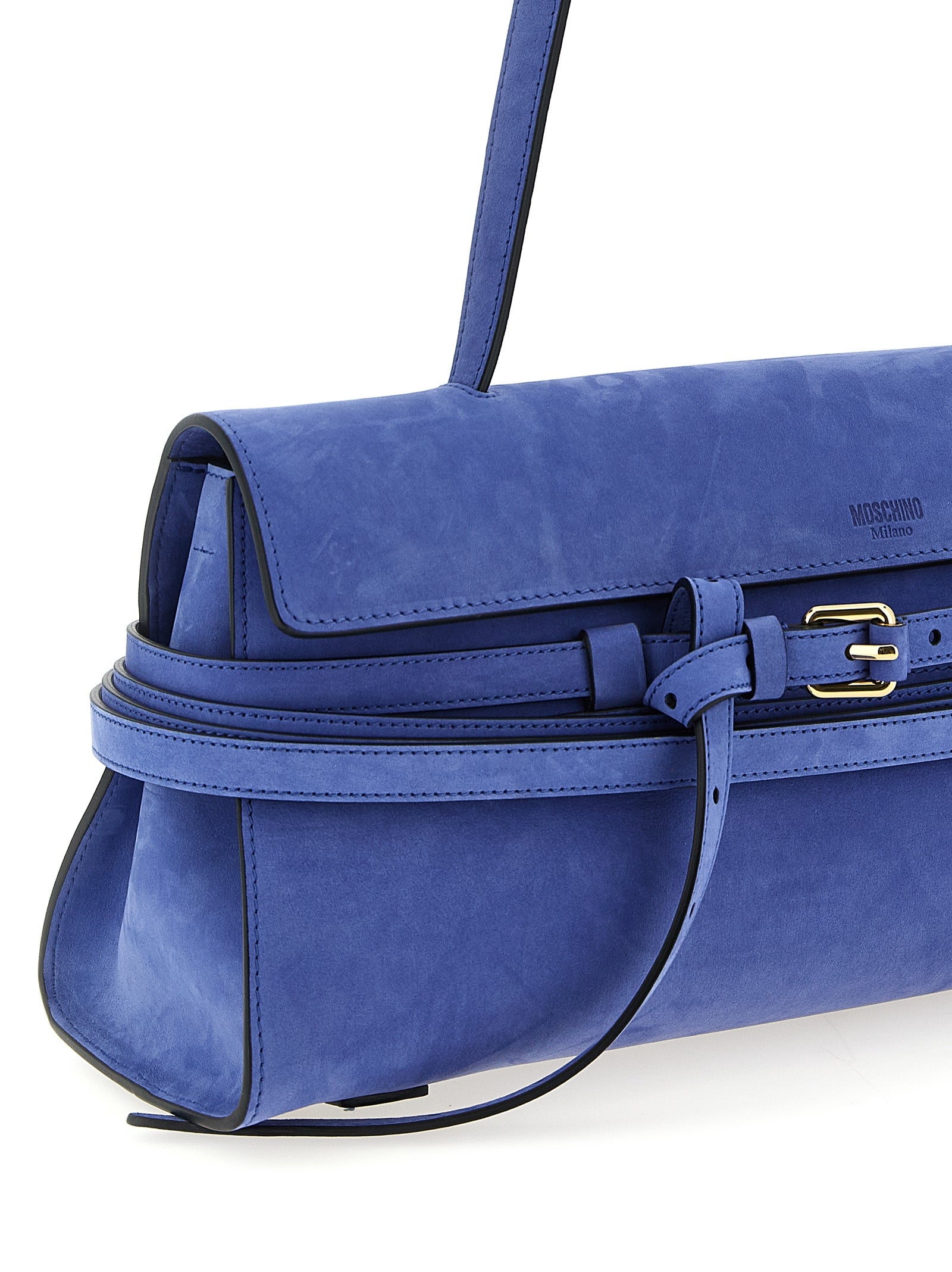 Discover the Moschino Blue Calfskin Shoulder Bag, a luxurious blend of Italian craftsmanship and bold design, perfect for elevating any ensemble with timeless elegance.
