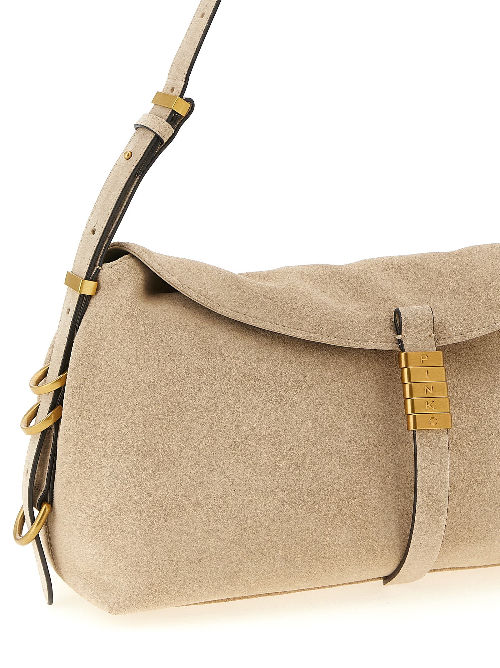 Elevate your elegance with the PINKO Beige Cowhide Shoulder Bag, a masterpiece of luxurious cow leather, designed for those who appreciate exquisite craftsmanship and timeless style.